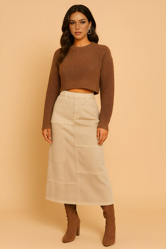 Crop Knitted Round Neck Sweater