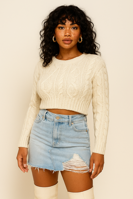 Cable Knit Crop Sweater