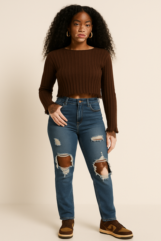 455 Med Light Wash Distressed Knees Jean