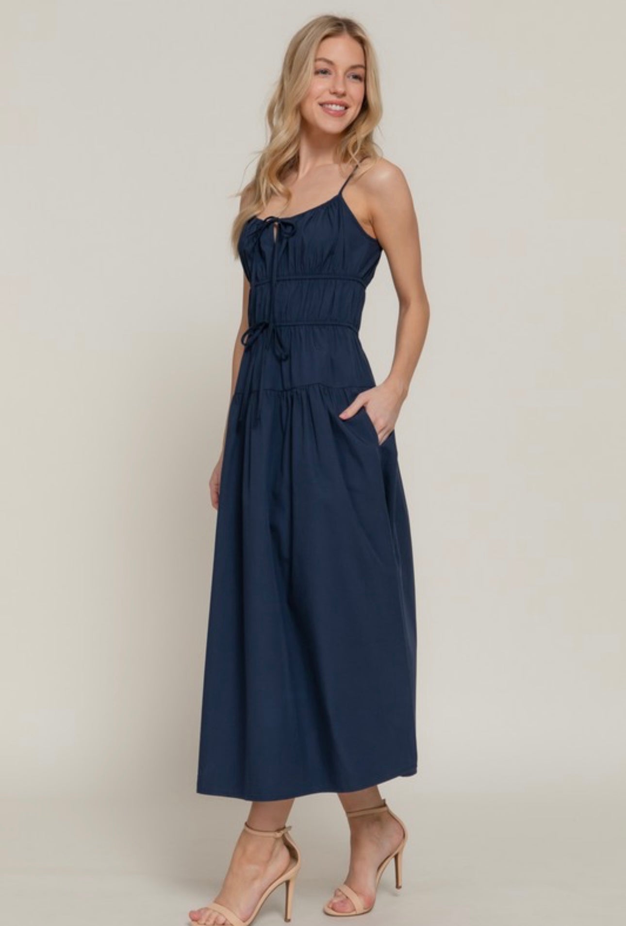 Peasant Bodice Sleeveless Maxi Dress