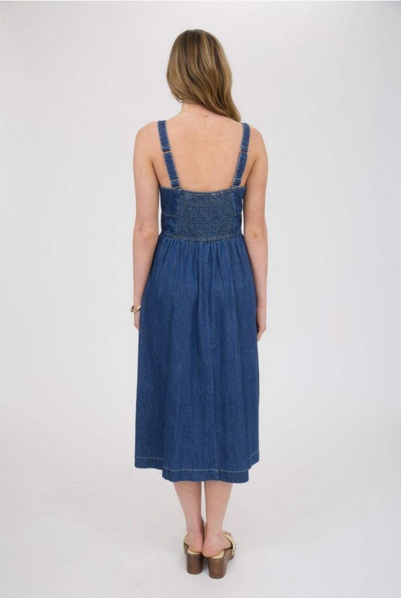 Denim Laced Bodice Maxi Dress