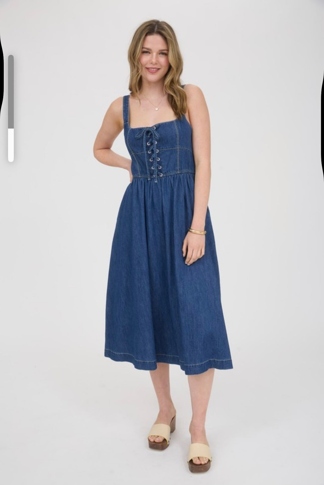 Denim Laced Bodice Maxi Dress