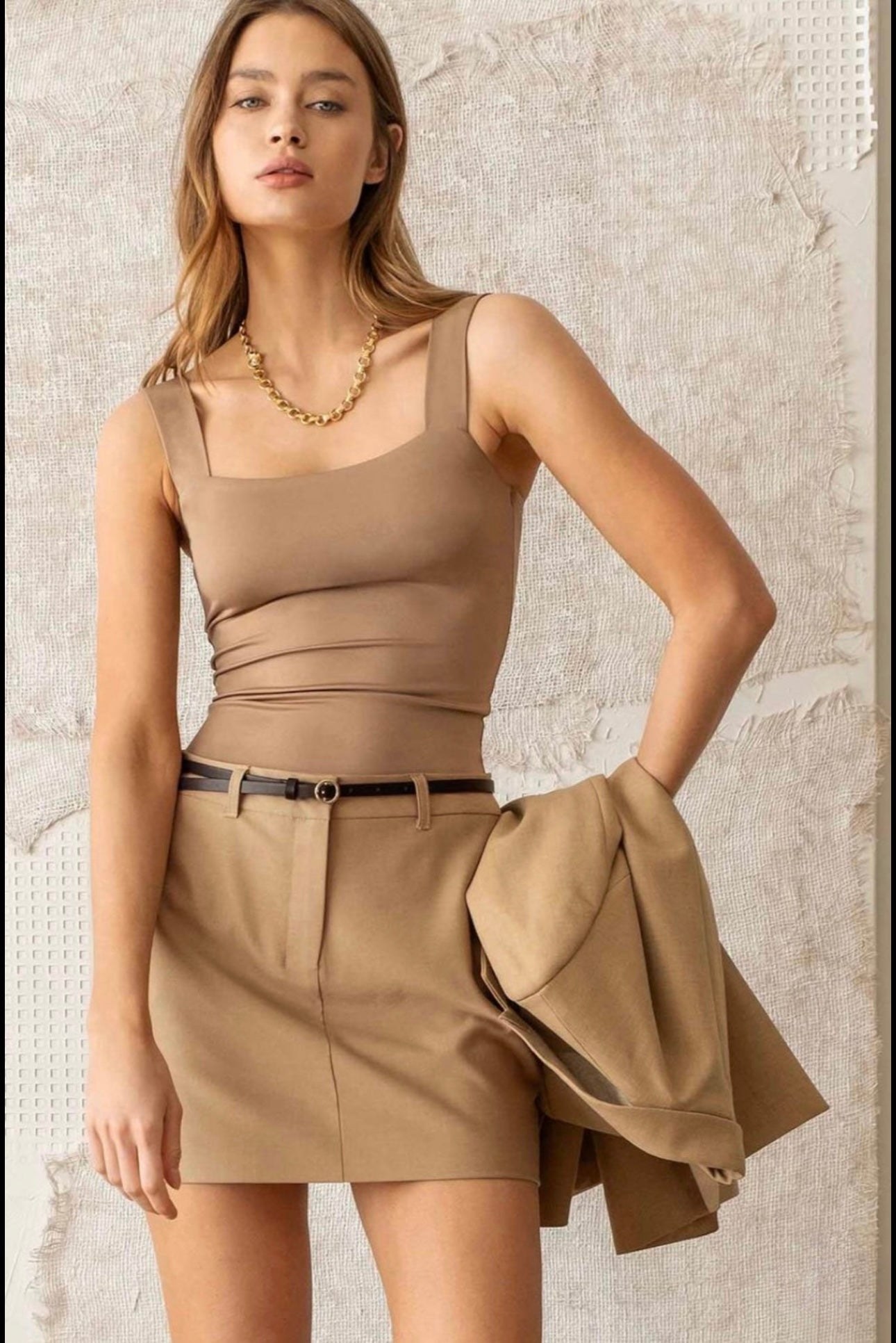 Square neck Cropped Double lined Tank