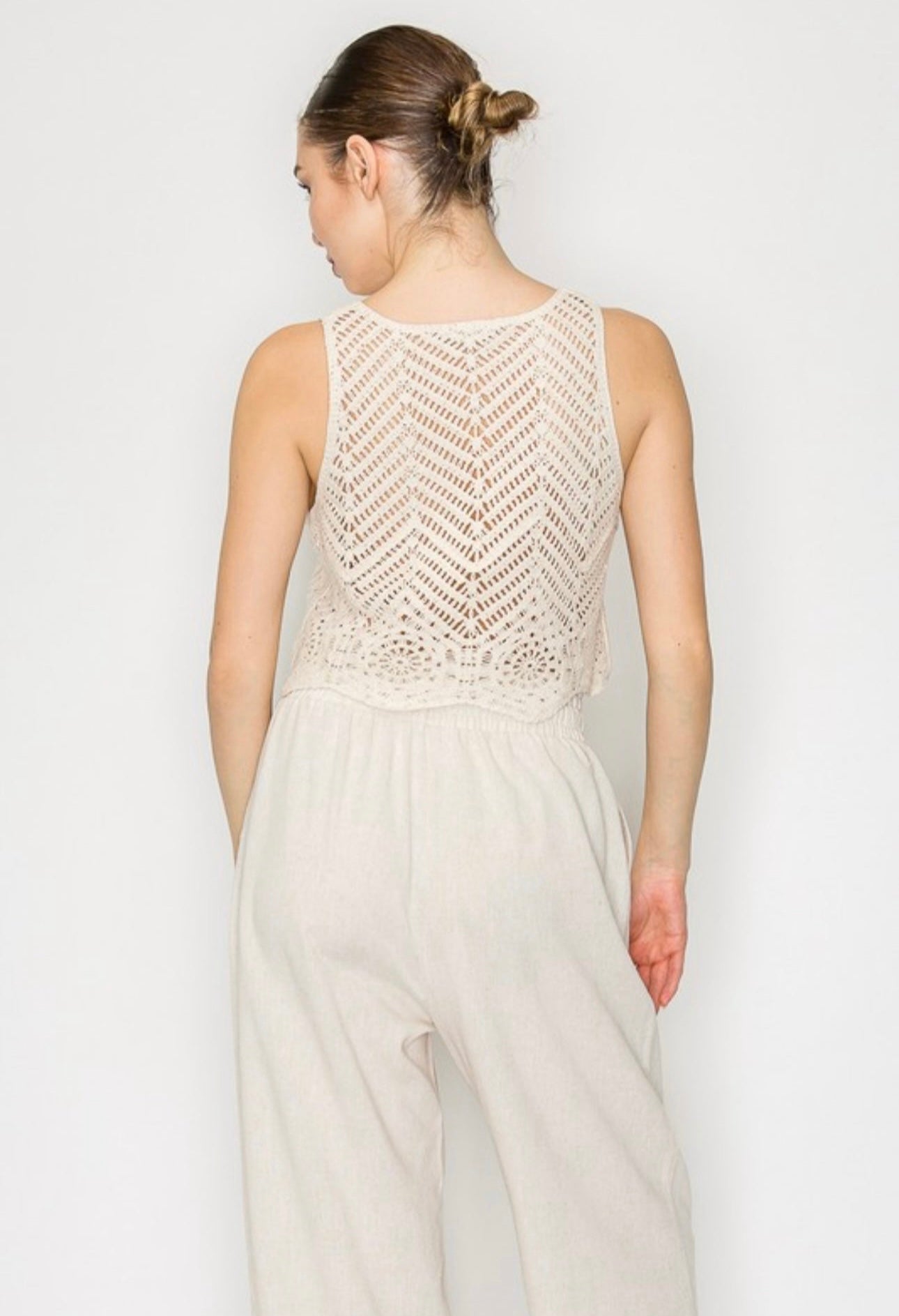 Knit Crop Button Tank