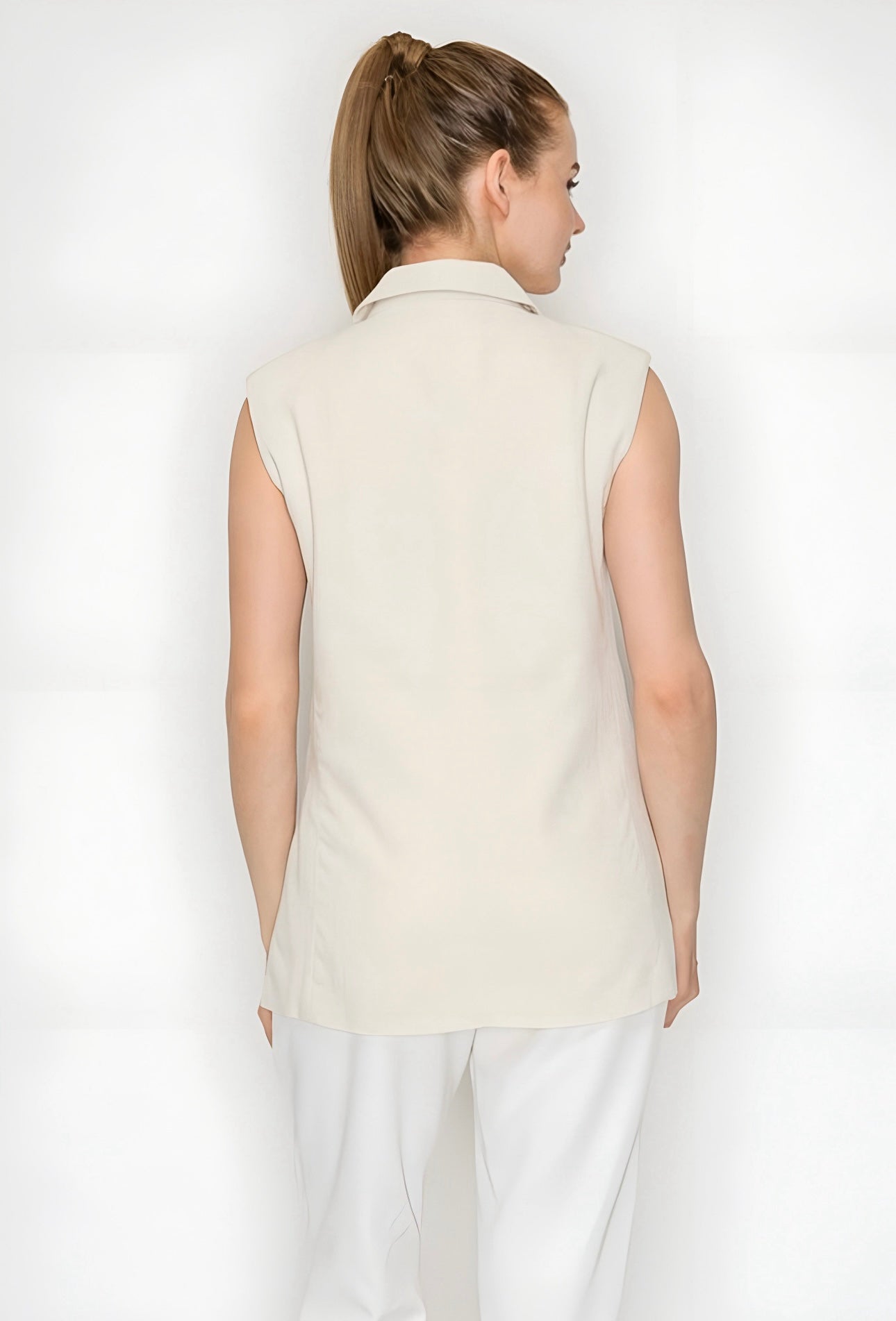 Long Linen Blazer Vest
