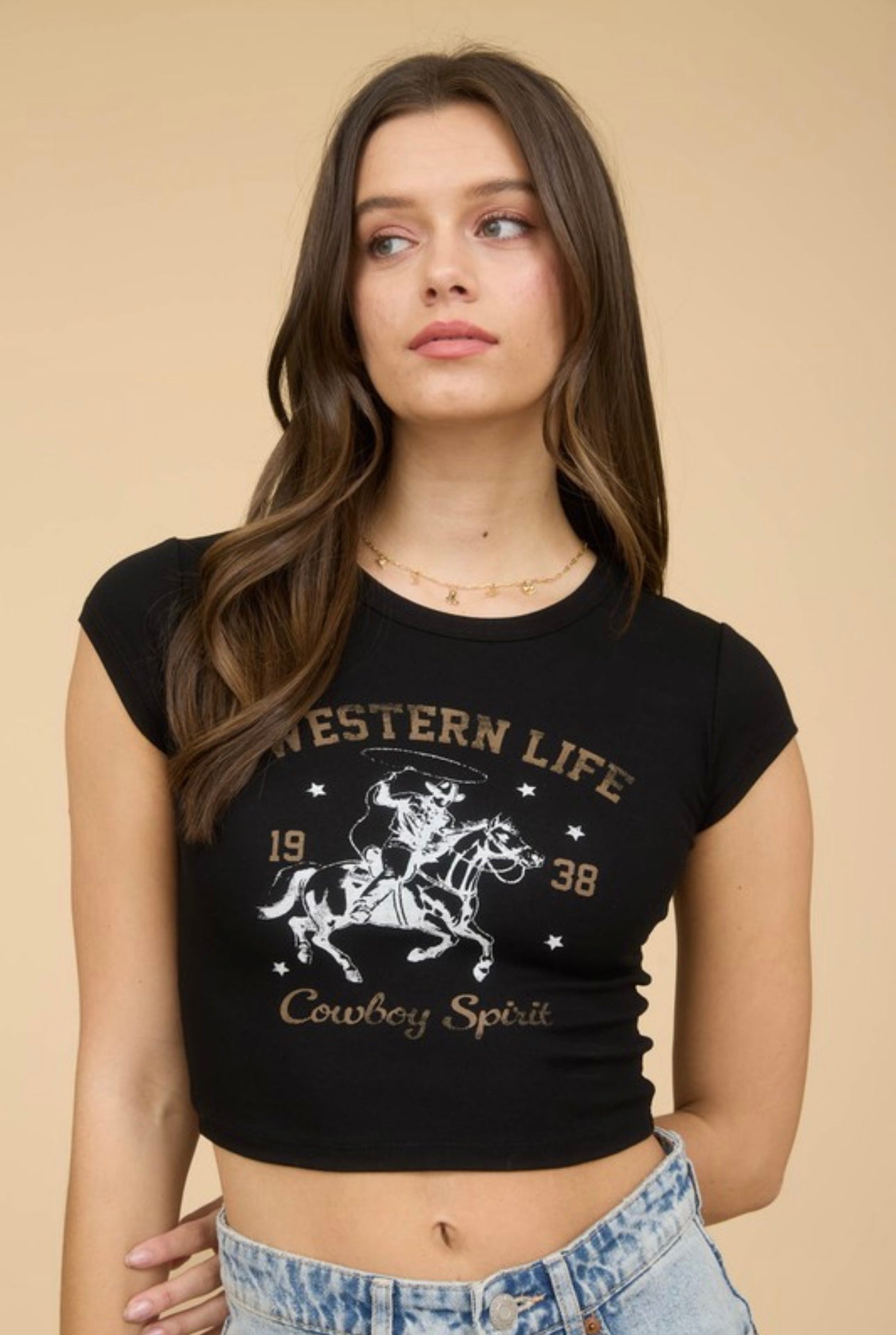 Western life Cap Sleeve Crop