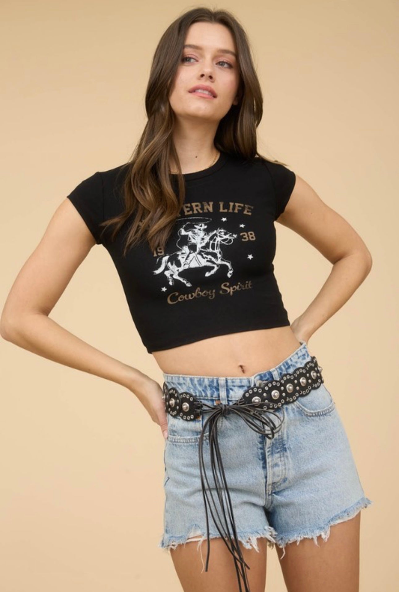 Western life Cap Sleeve Crop