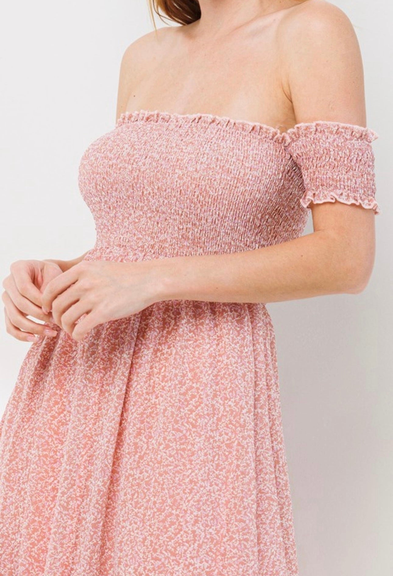 Maxi Smocked Off-the-Shoulder Dress