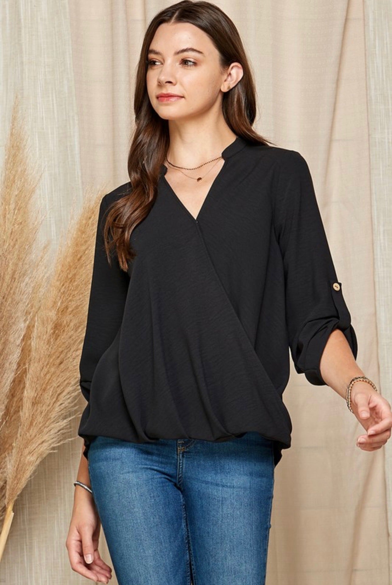 3/4 Sleeve Crossbody Blouse