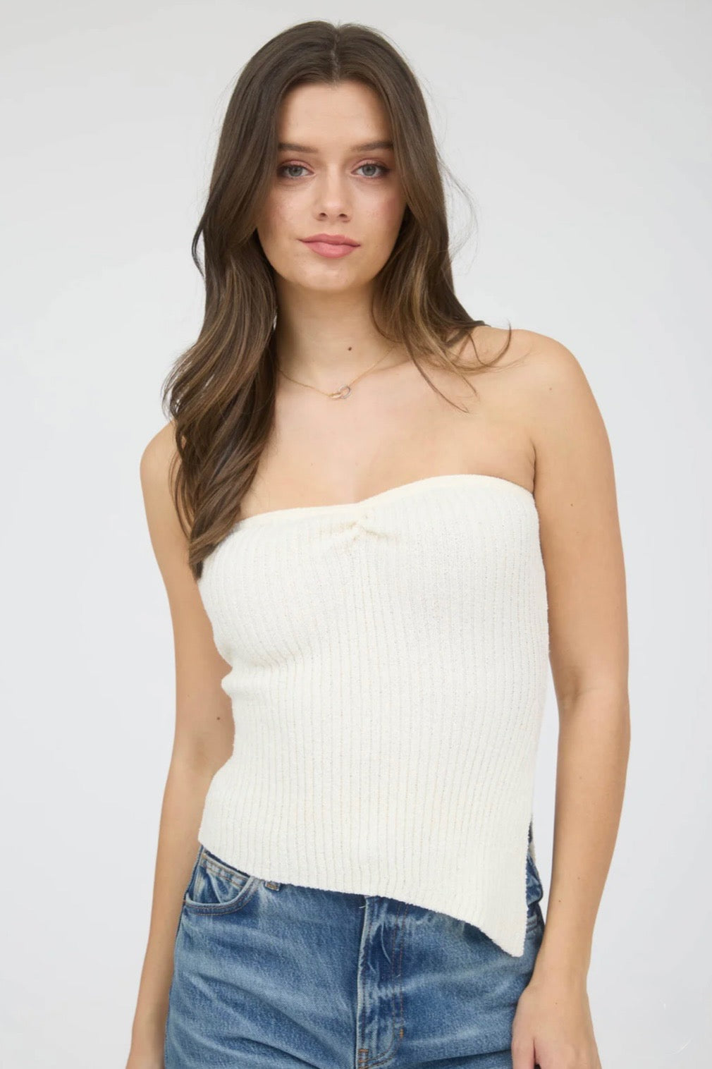 Slanted Strapless Top