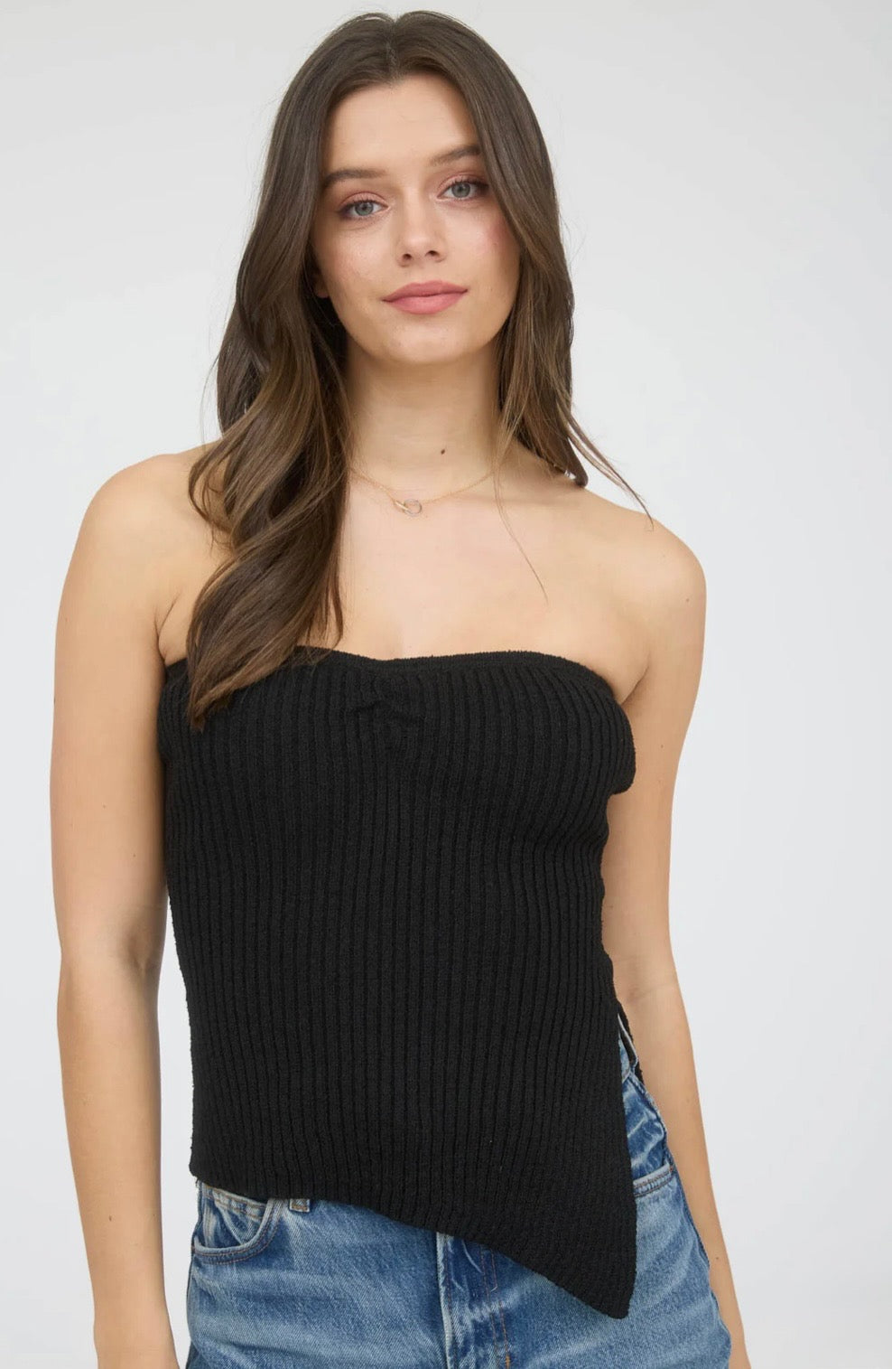 Slanted Strapless Top