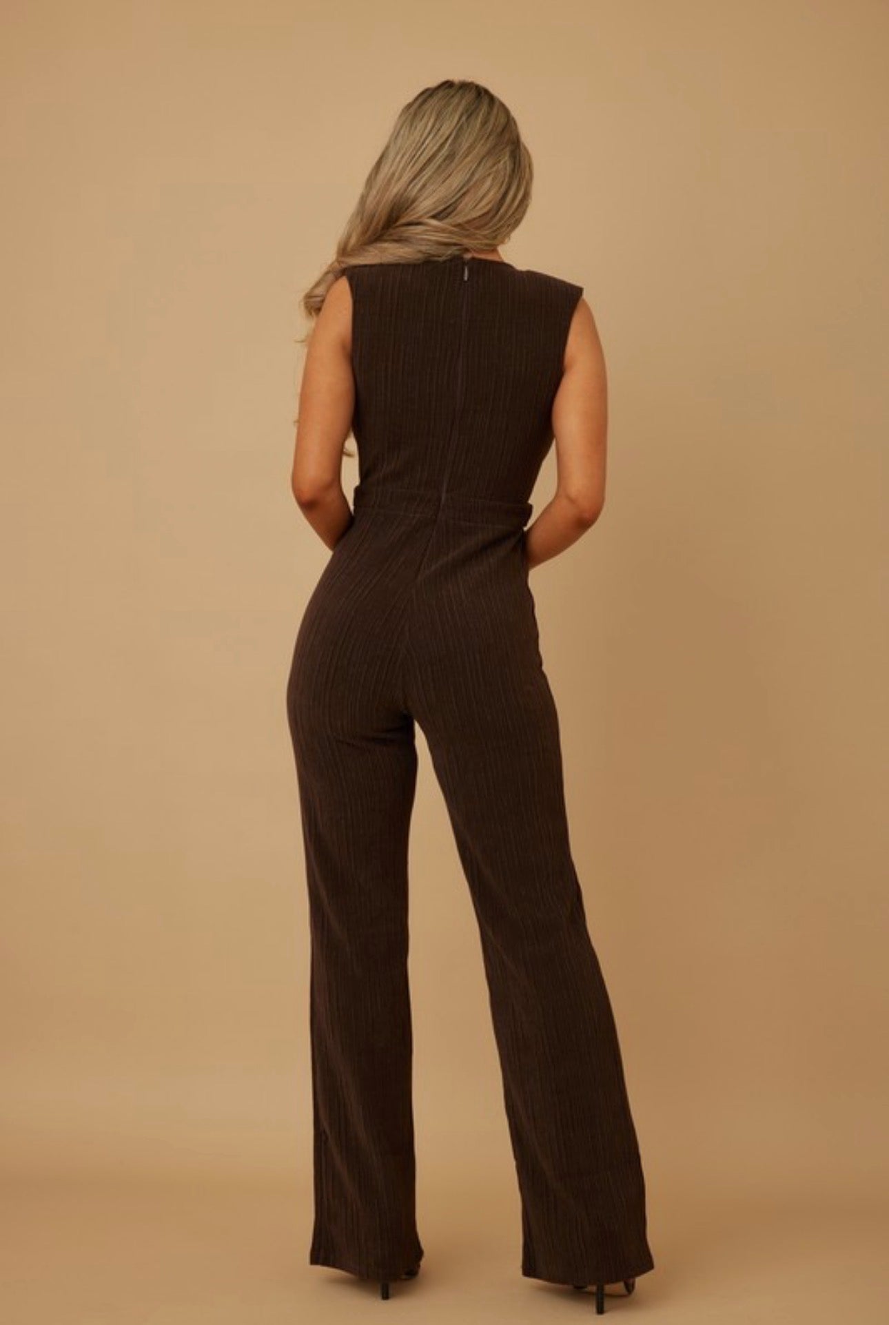 Corduroy Sweetheart Jumpsuit with Gold Buckle