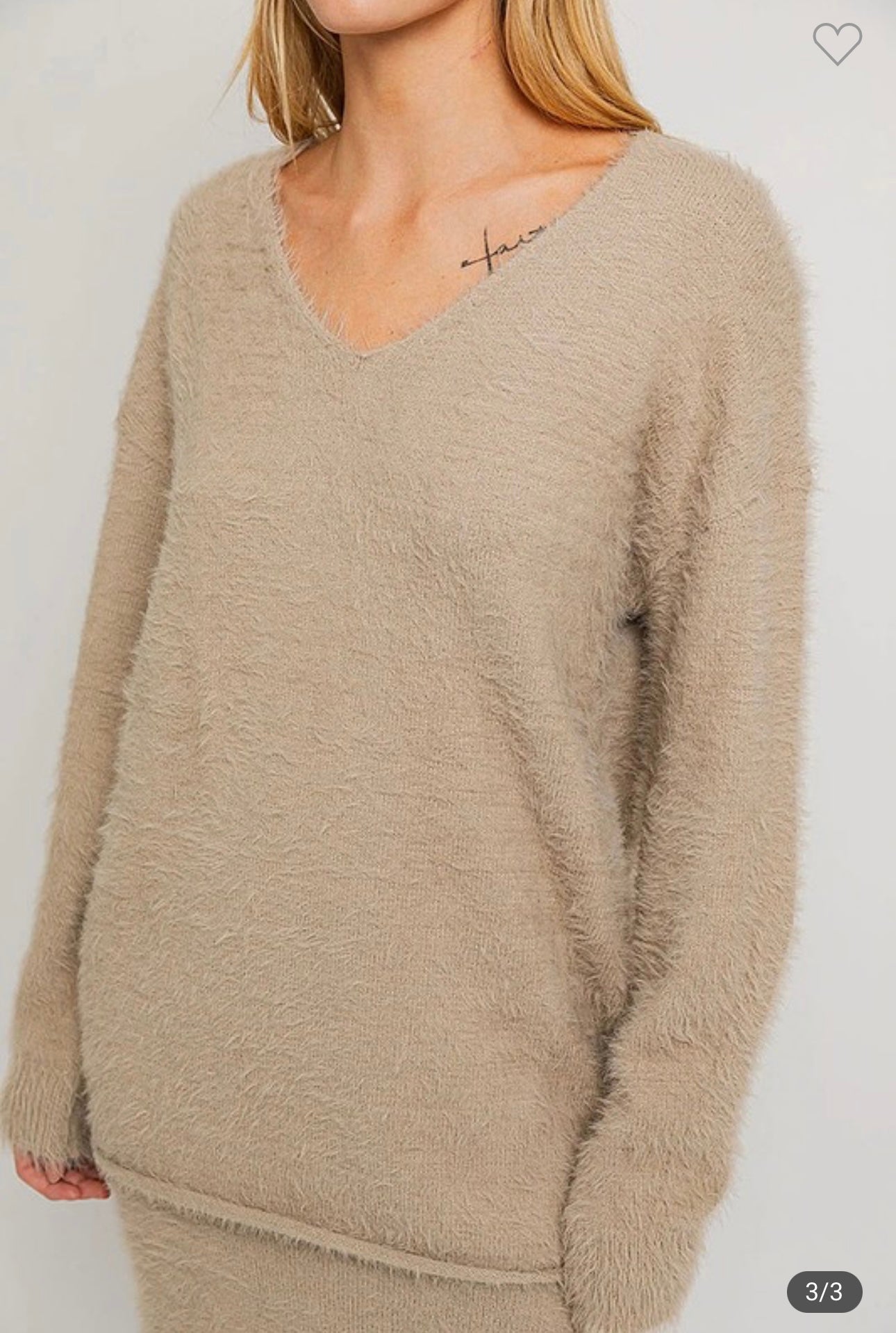 Fuzzy V-neck Sweater