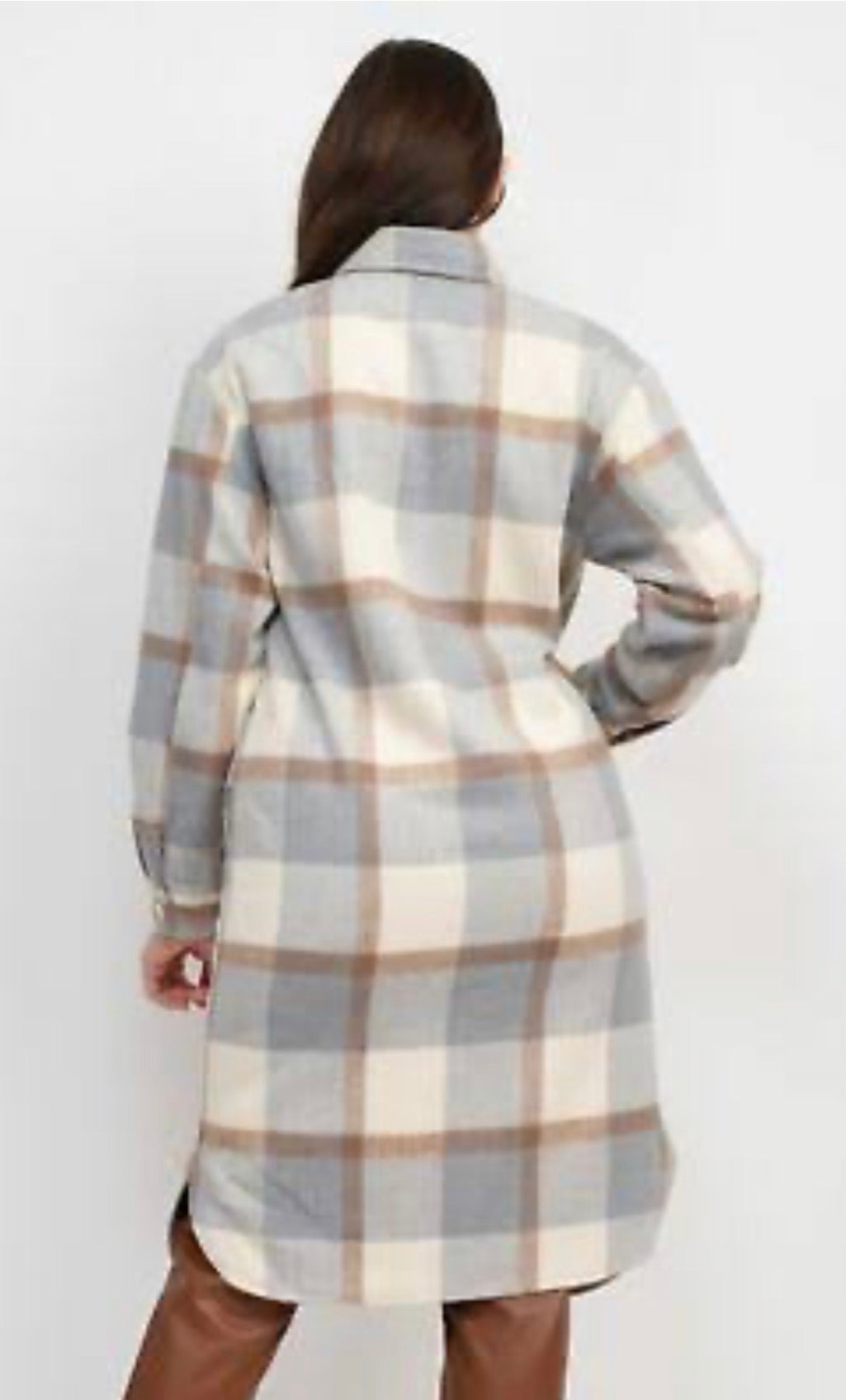 Button Down Plaid Coat