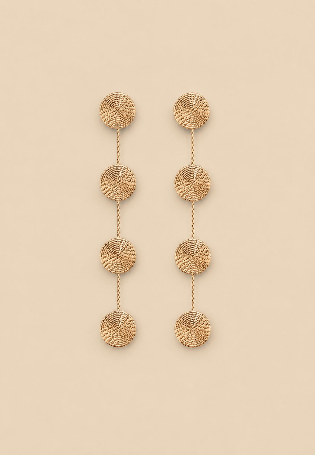 Gold 4 Circle Drop Earrings