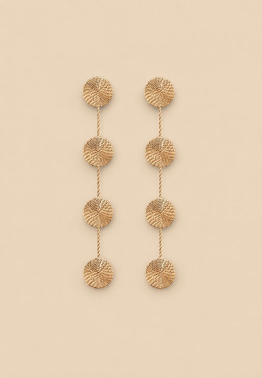 Gold 4 Circle Drop Earrings