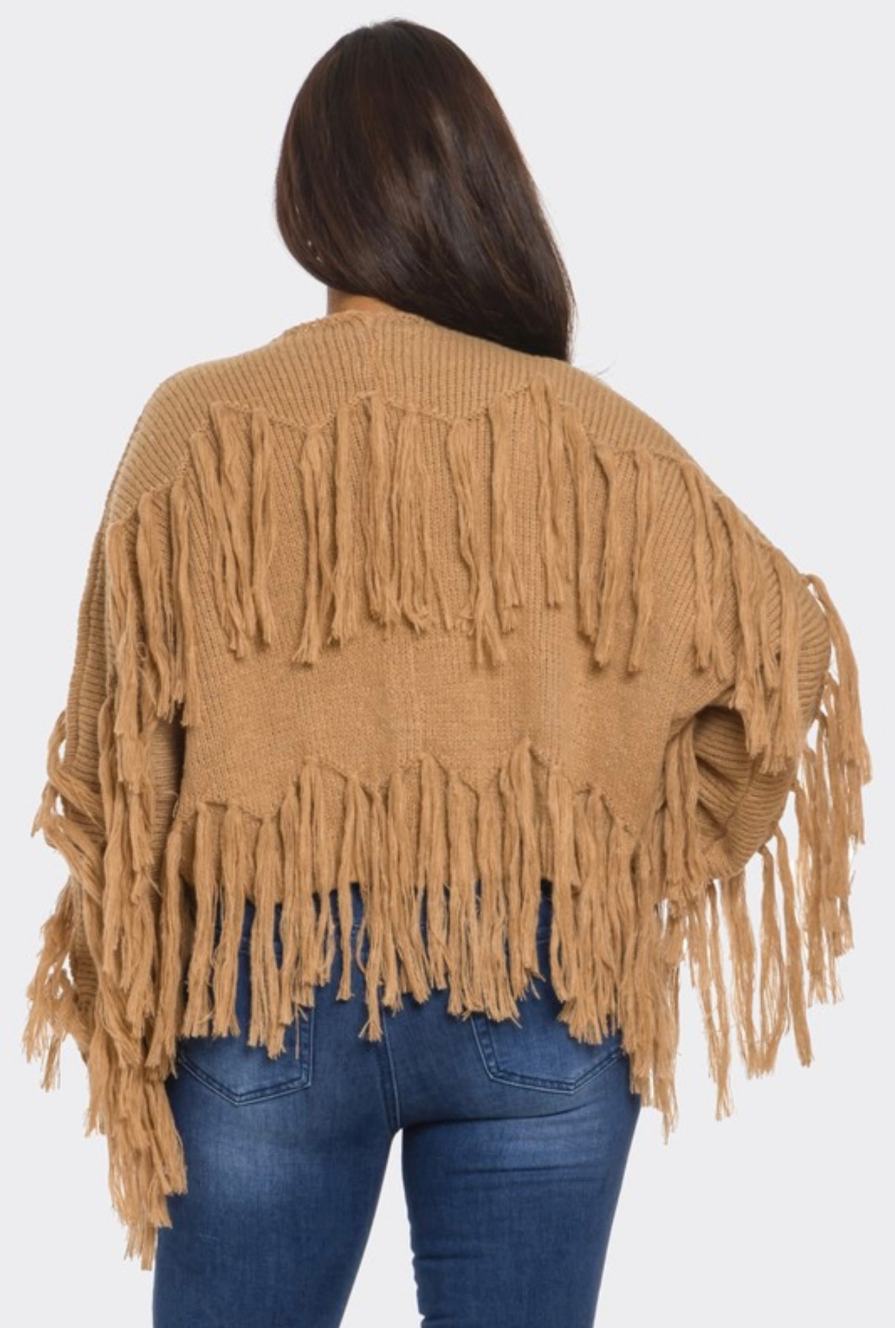 Tassel Knit Open Front Cardigan