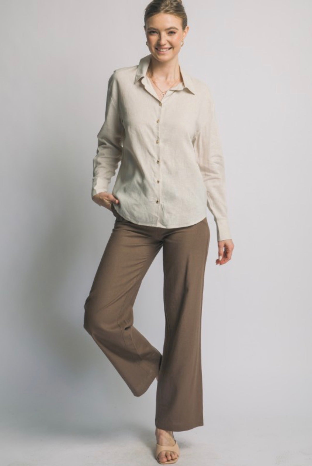 Linen Gold Button Blouse