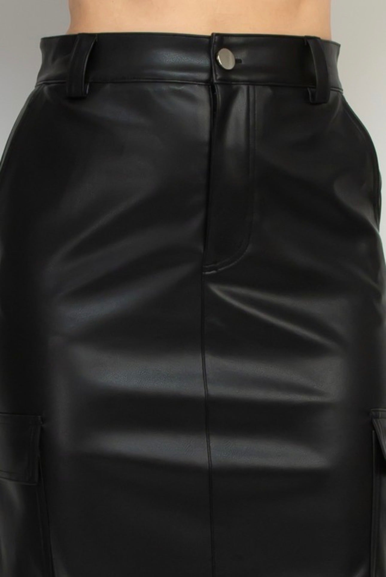 Long pleather skirt split