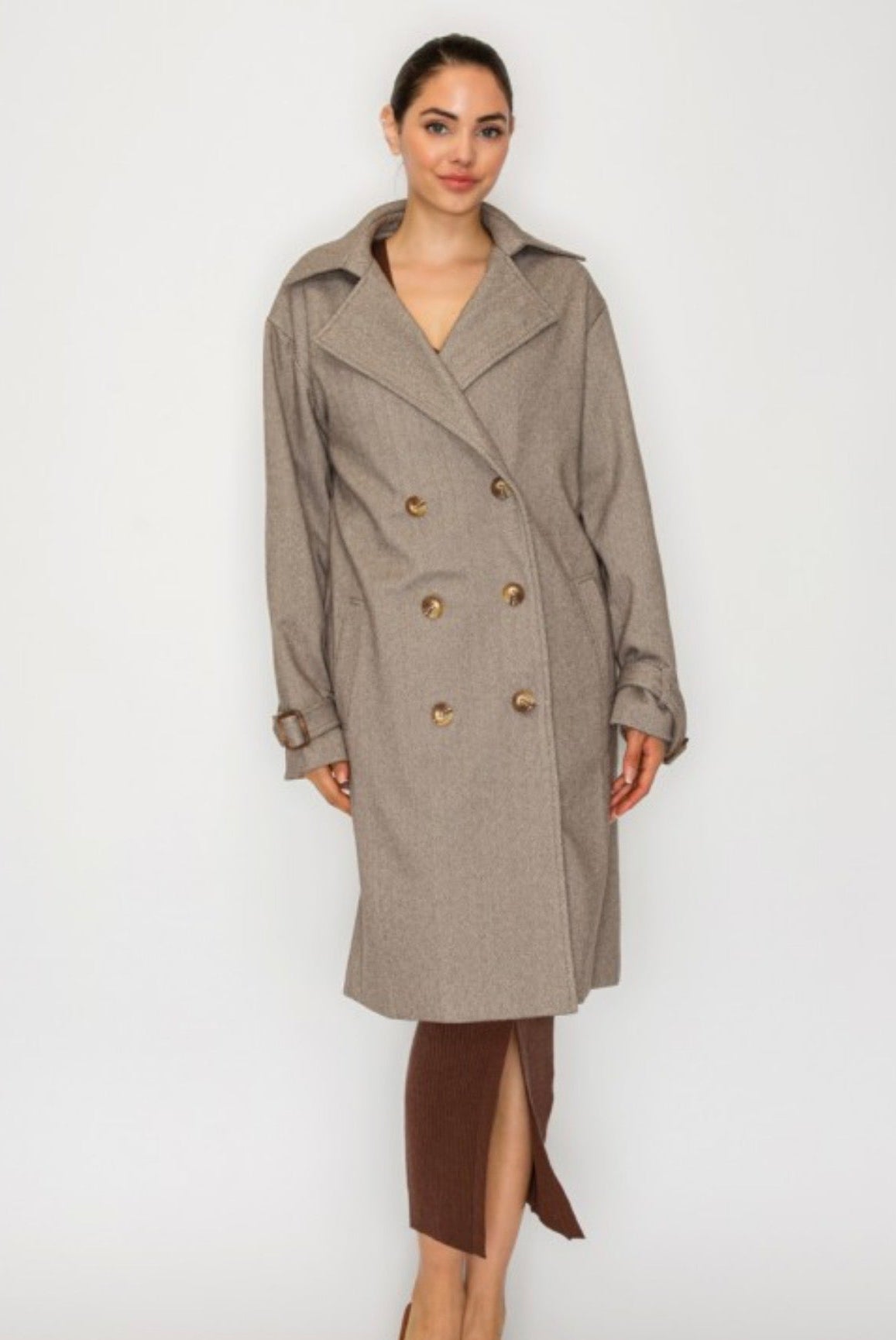 Herringbone Double-Breasted Peacoat