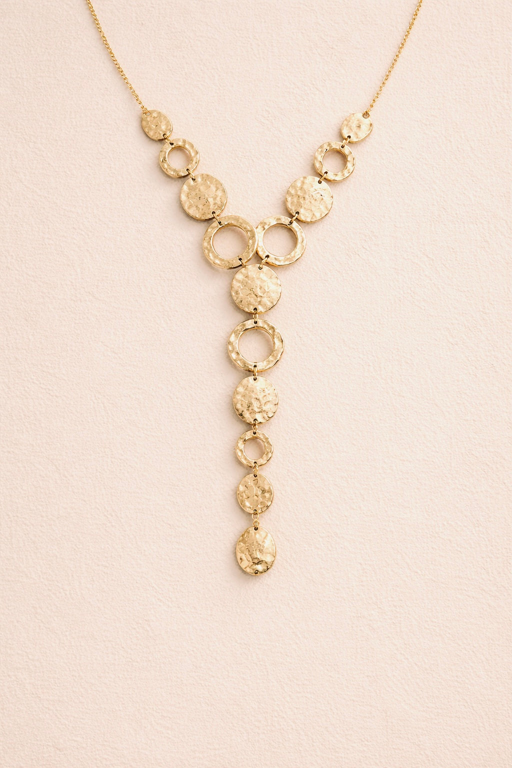 Abstract Hammered Y Drop Necklace