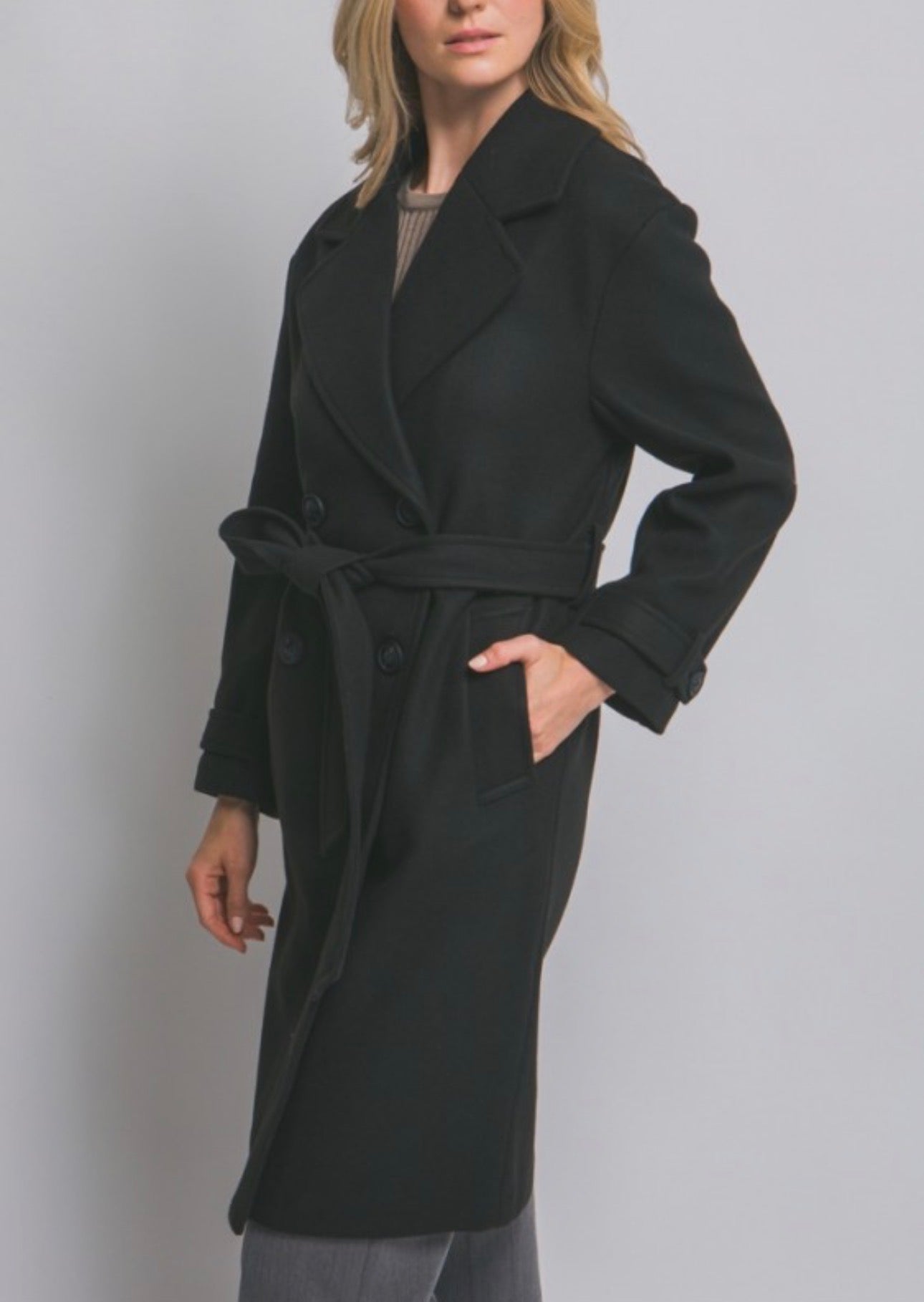 Long Double Breasted Peacoat