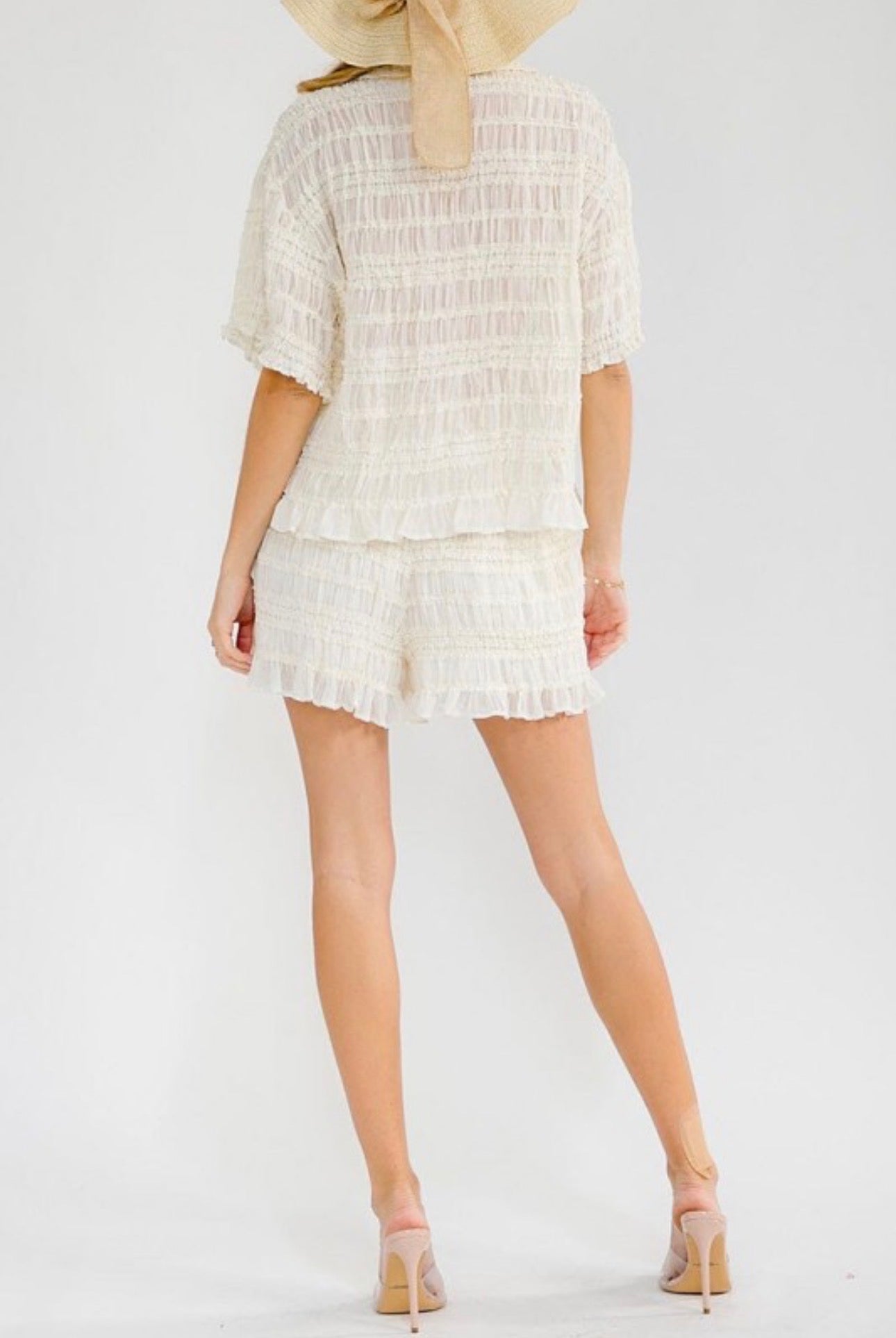 Ruffle Crinkle Set Button-Up and Shorts