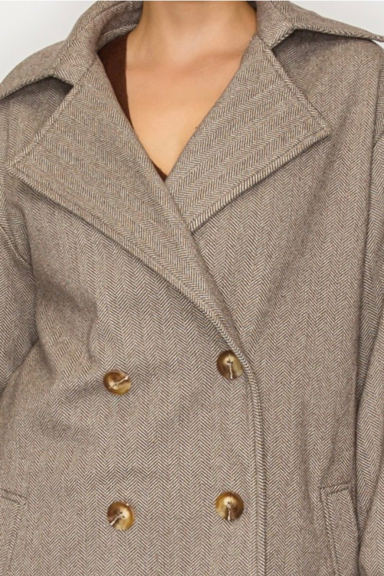 Herringbone Double-Breasted Peacoat