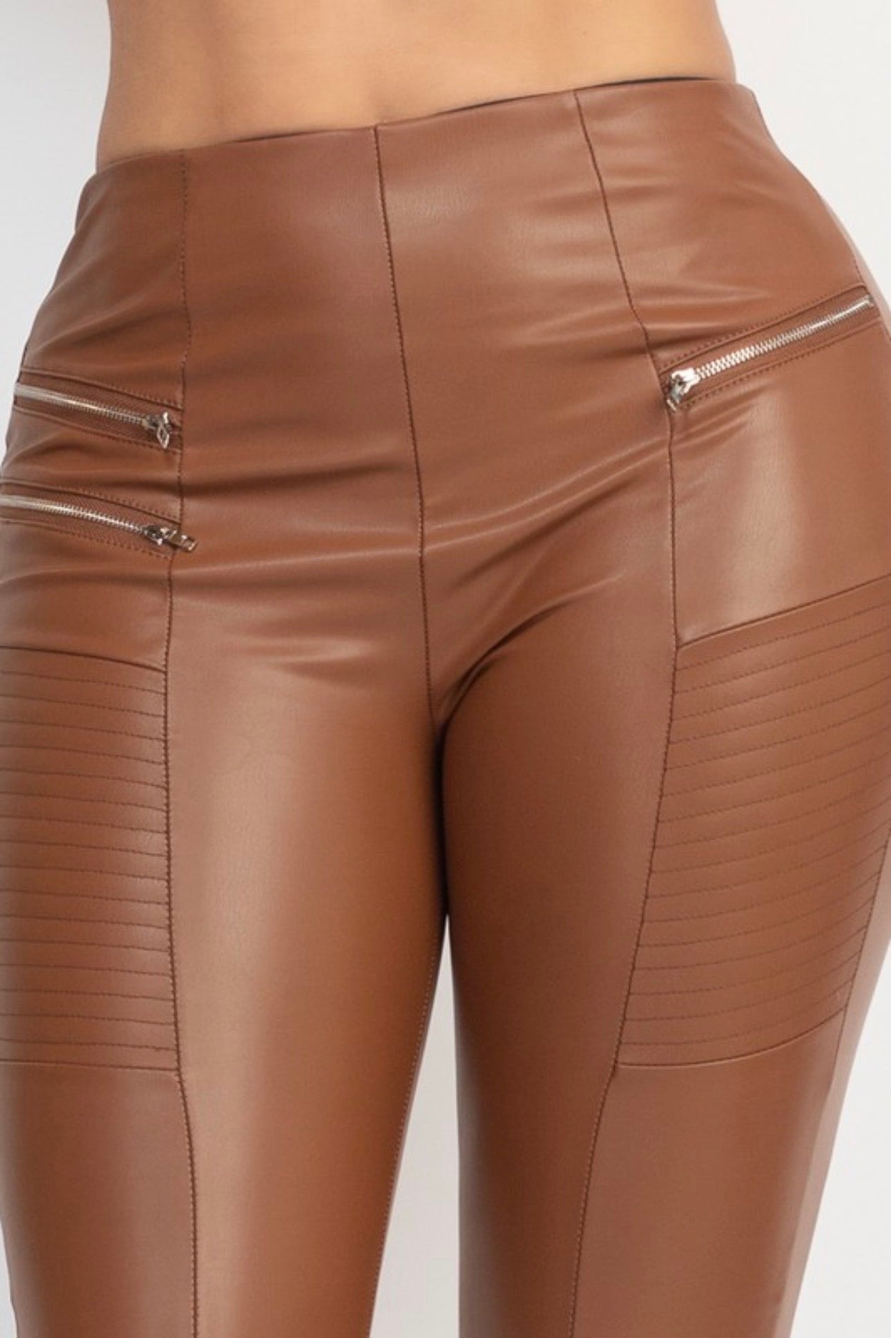 Vegan Leather Zip Pocket Leggings
