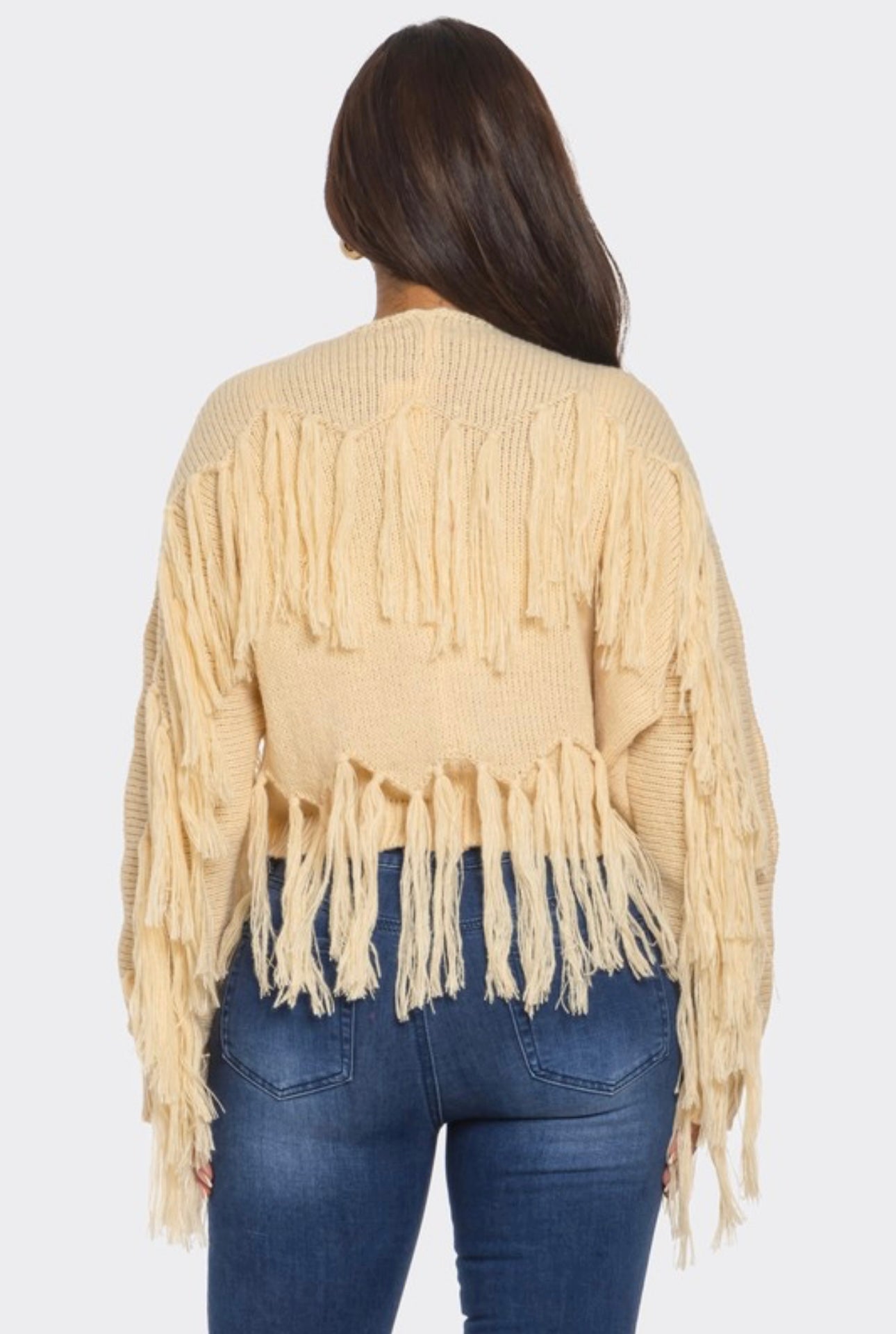 Tassel Knit Open Front Cardigan