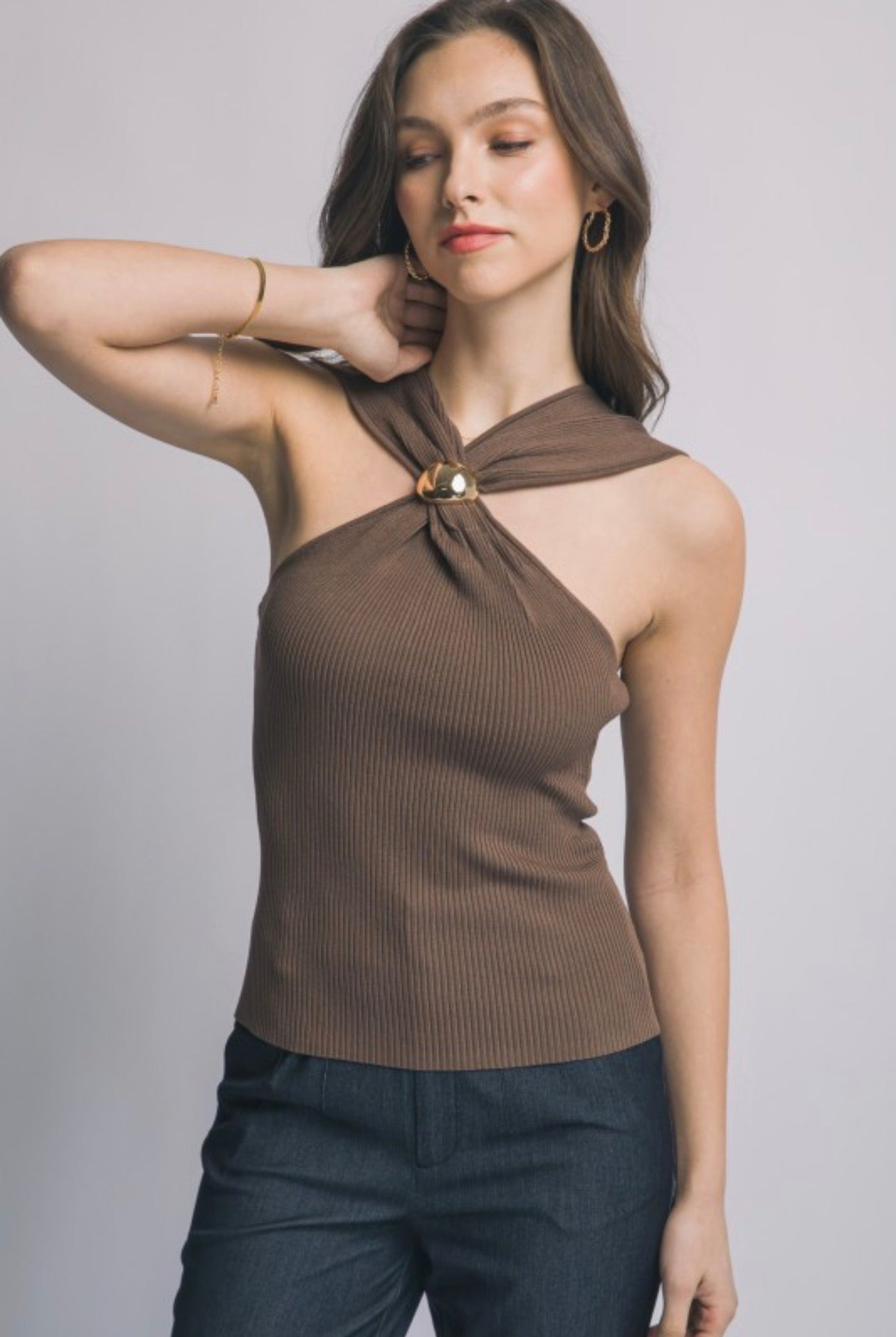 Brown Halter with Gold Accent