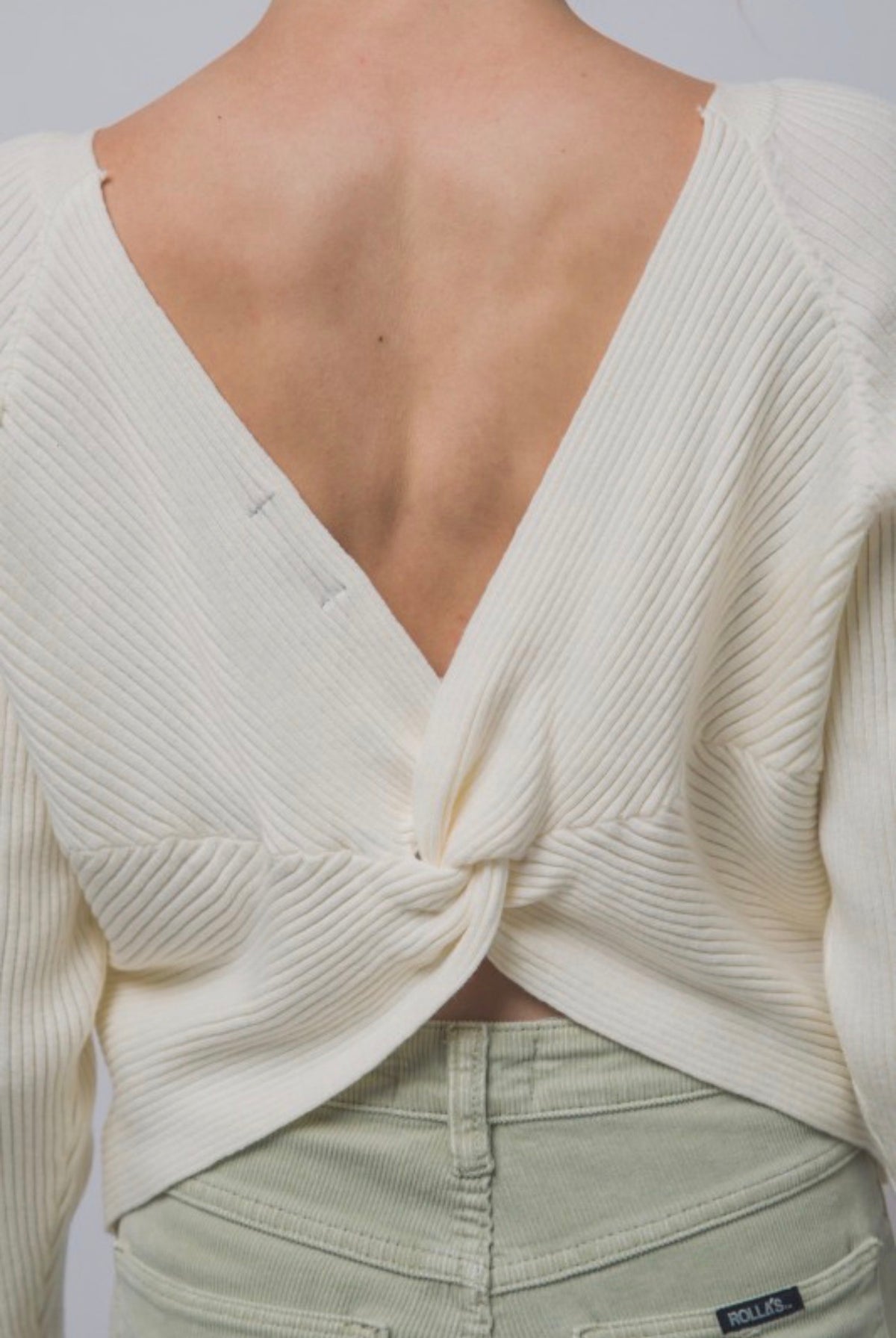 Twisted Back Rib Long Sleeve Sweater