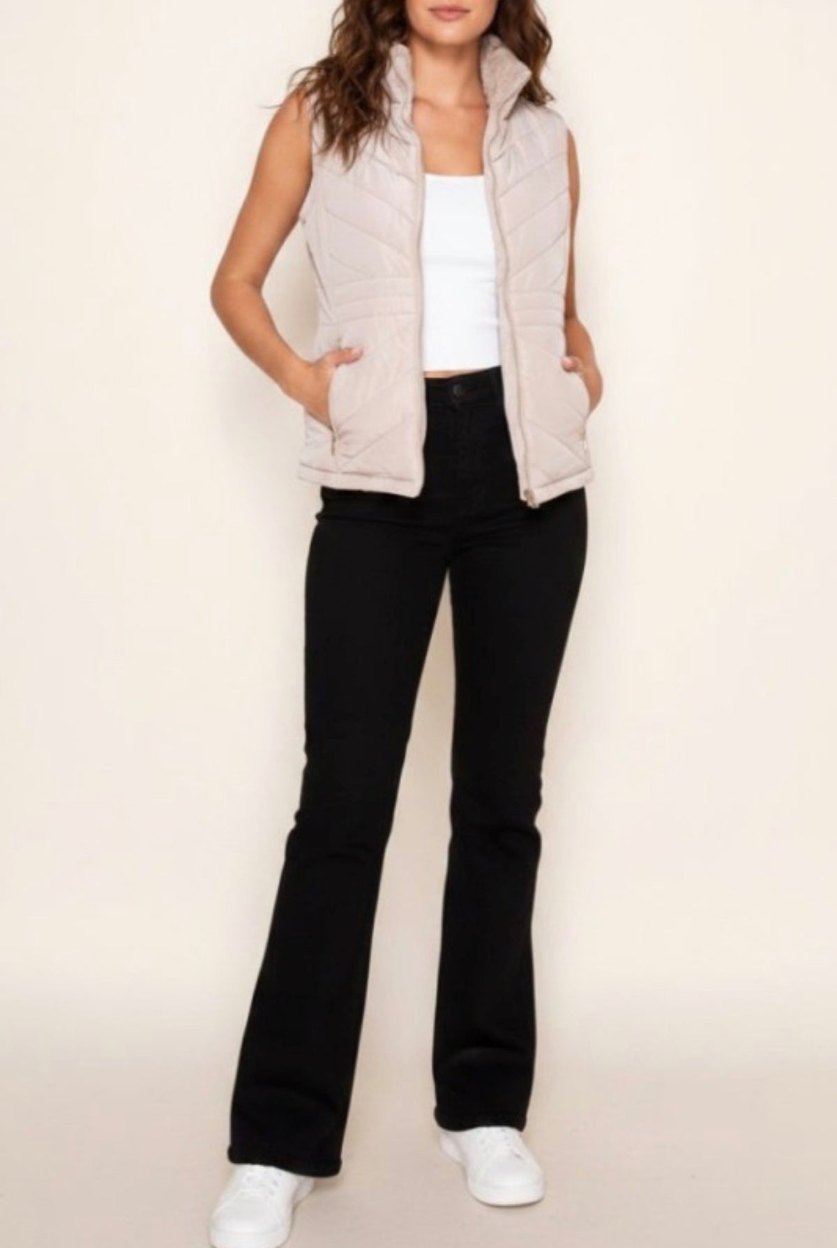 Quilted Fuzzy Collar Vest