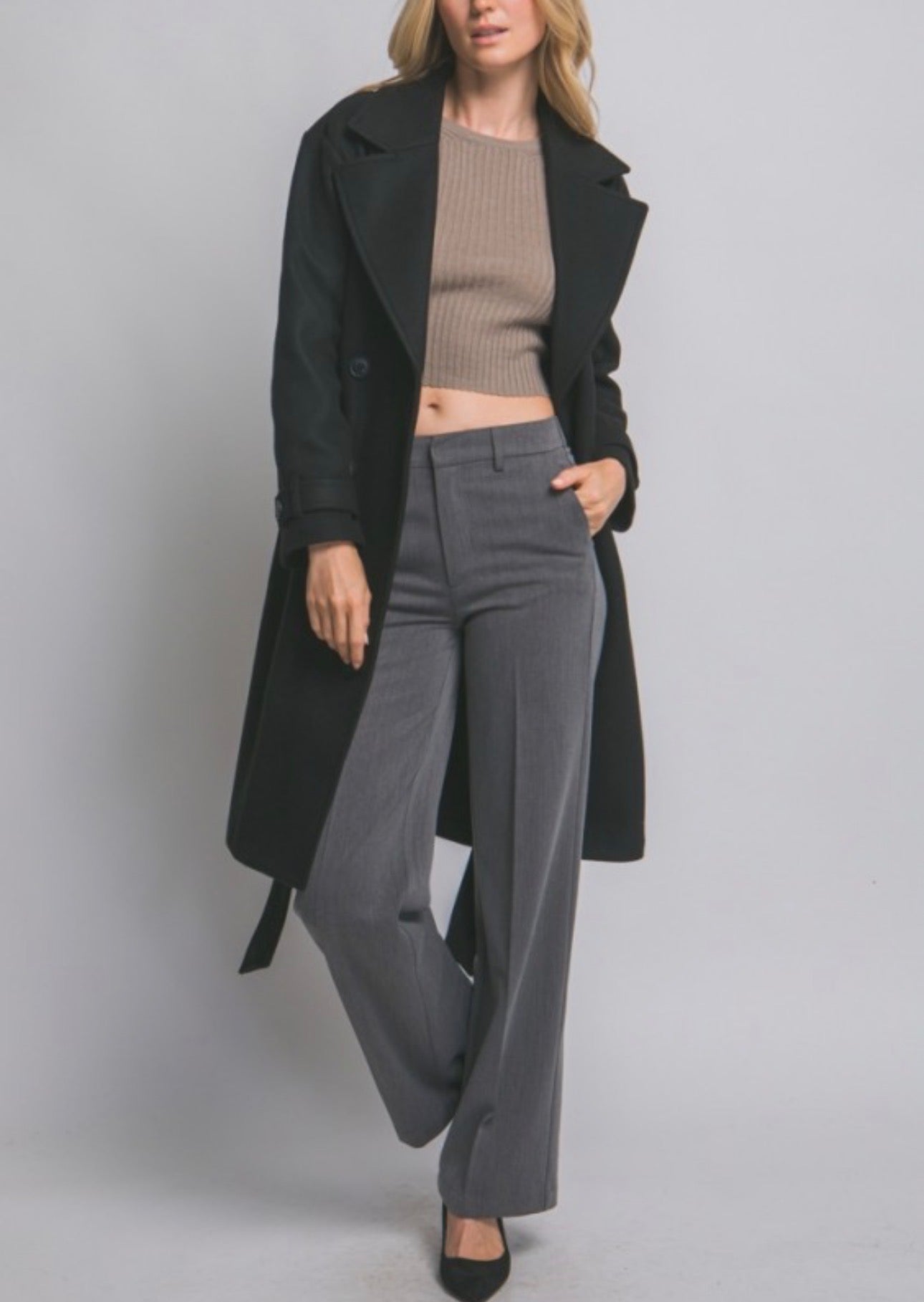 Long Double Breasted Peacoat