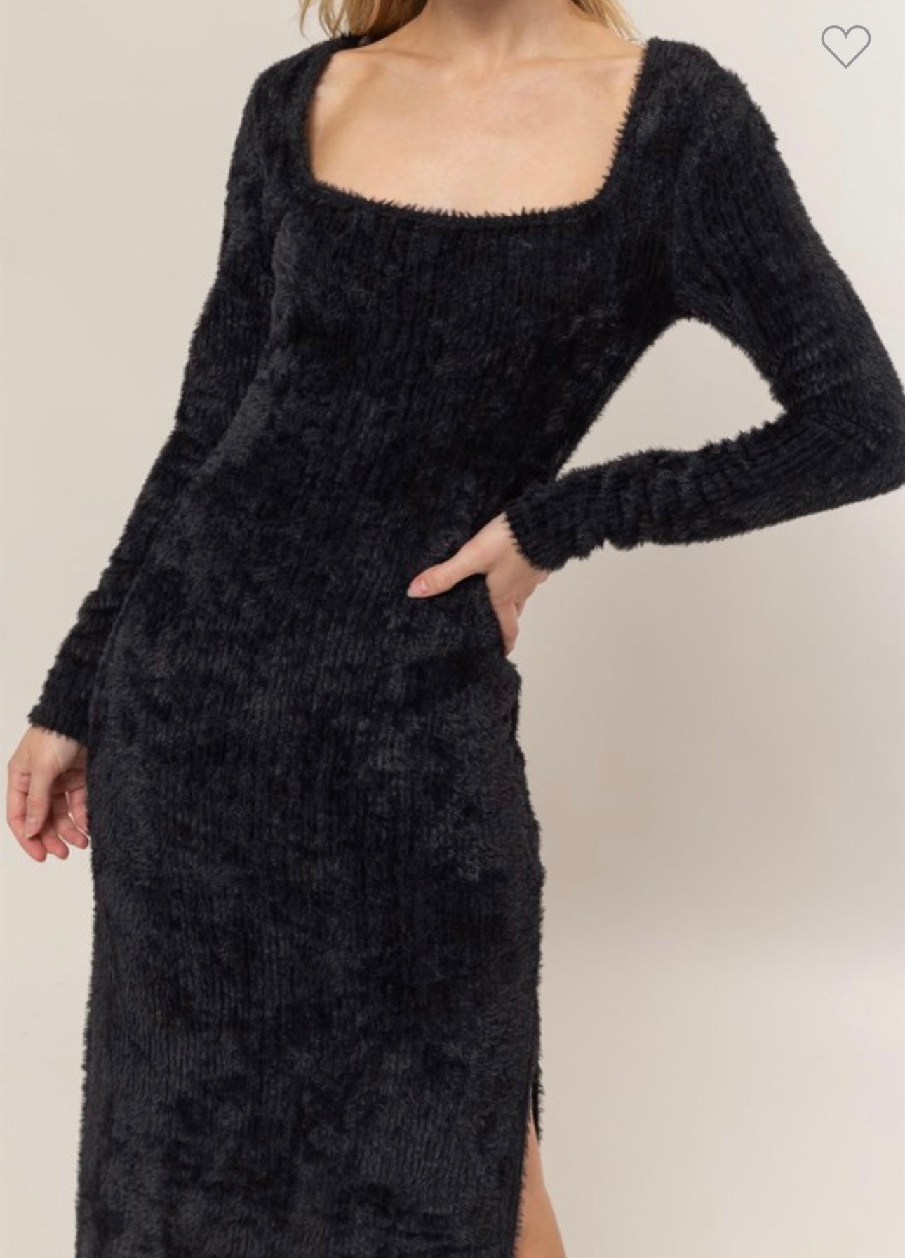 Fluffy U-Shape Neckline Dress