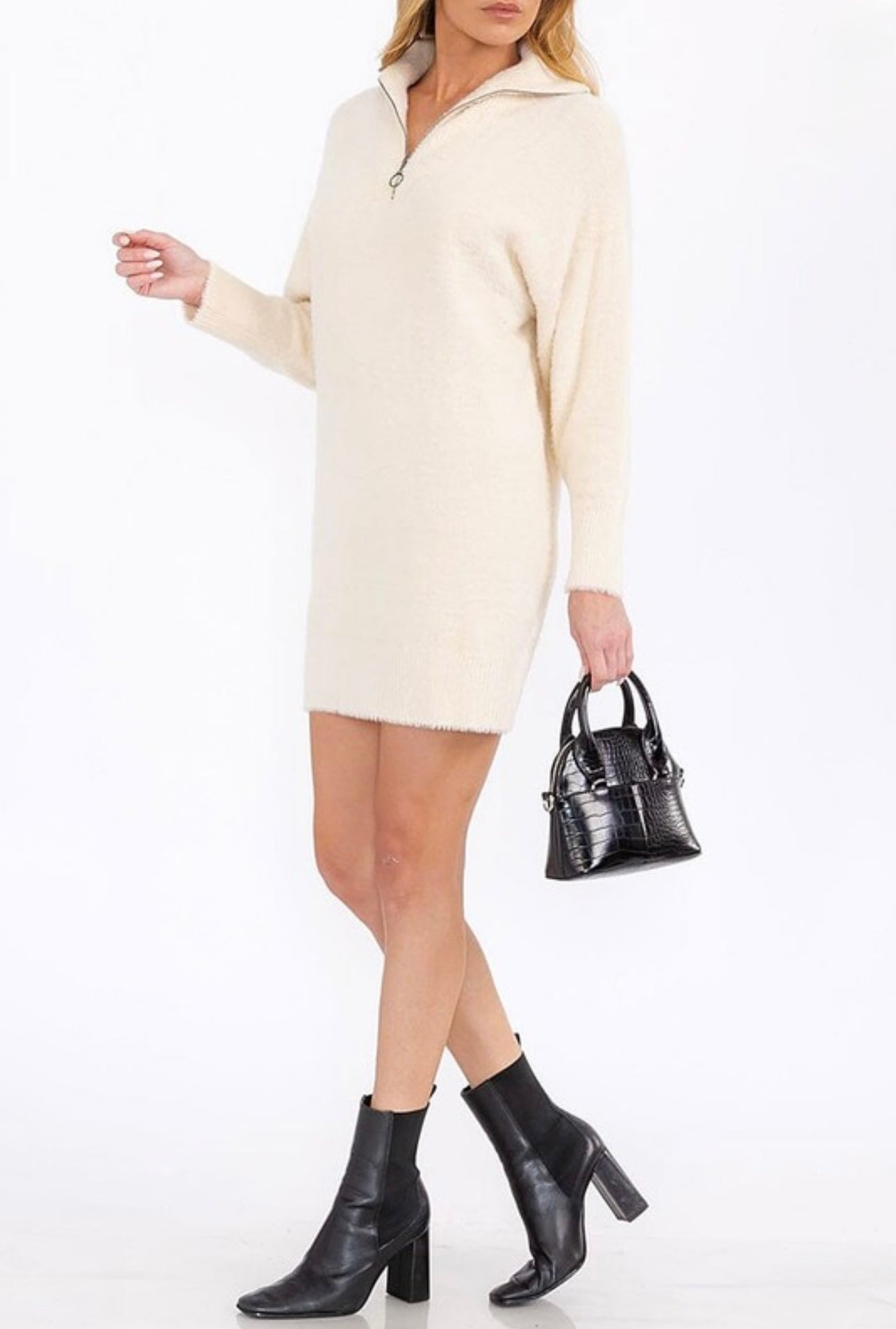Half Zip Turtleneck Dress