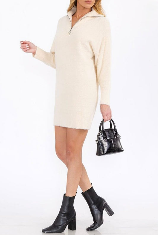 Half Zip Turtleneck Dress