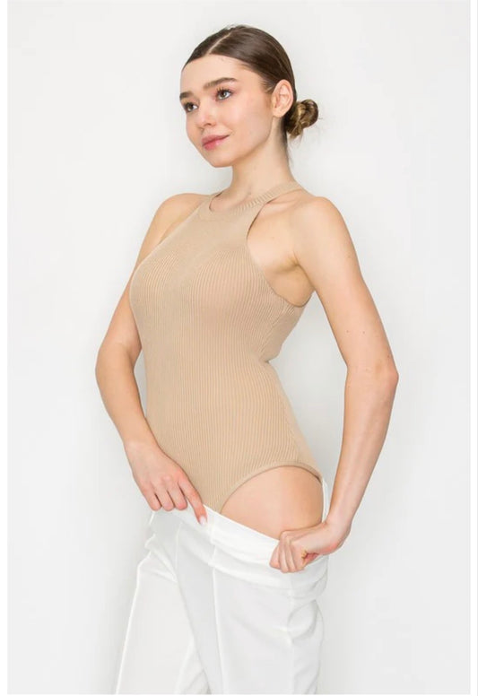Mock-neck Ribbed Bodysuit