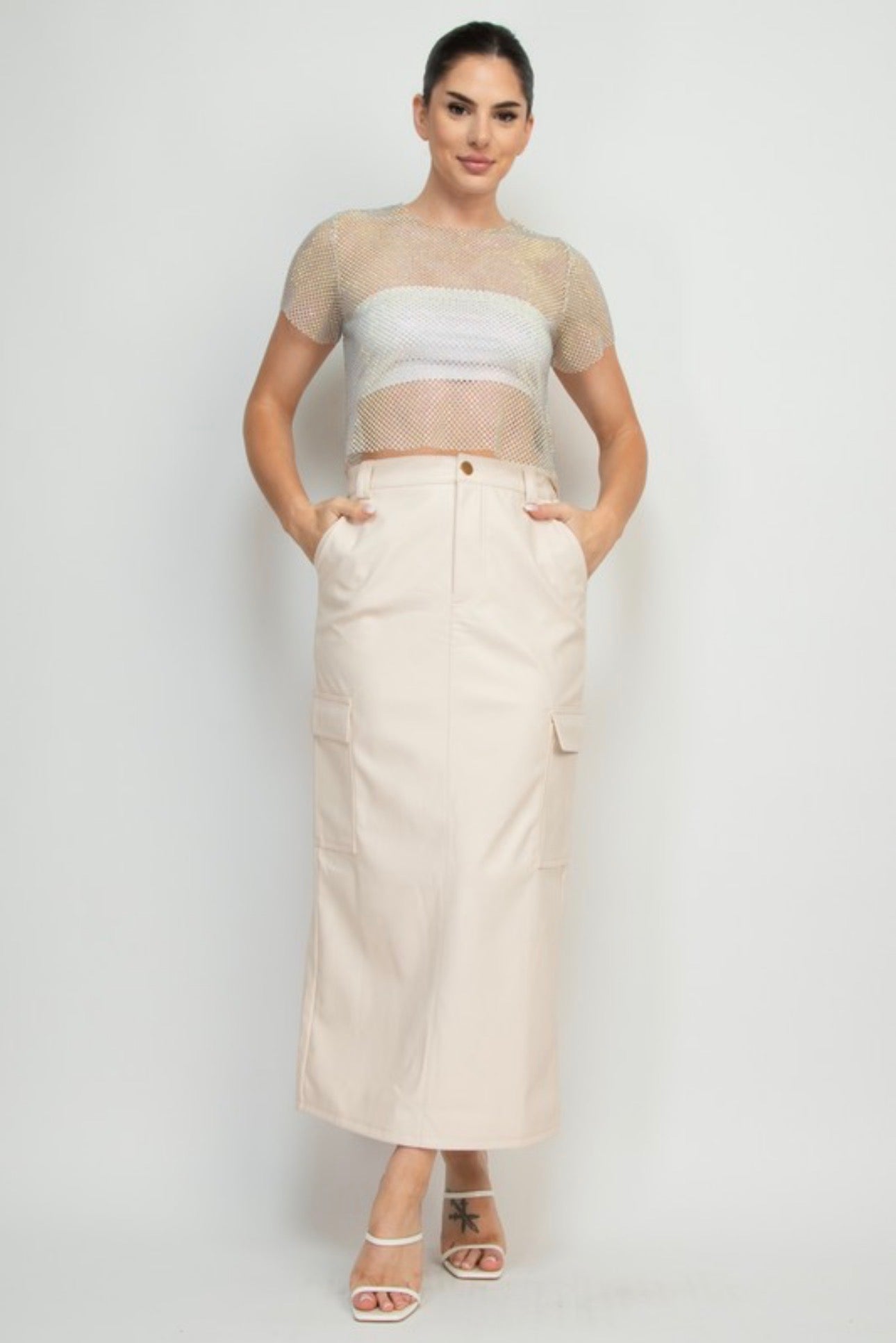 Long pleather skirt split
