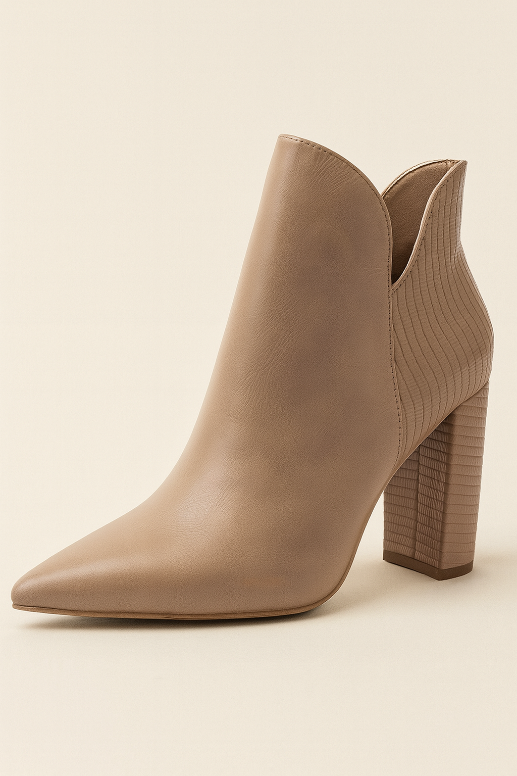 Rust Chunky Heel Pointed Toe Ankle Boot