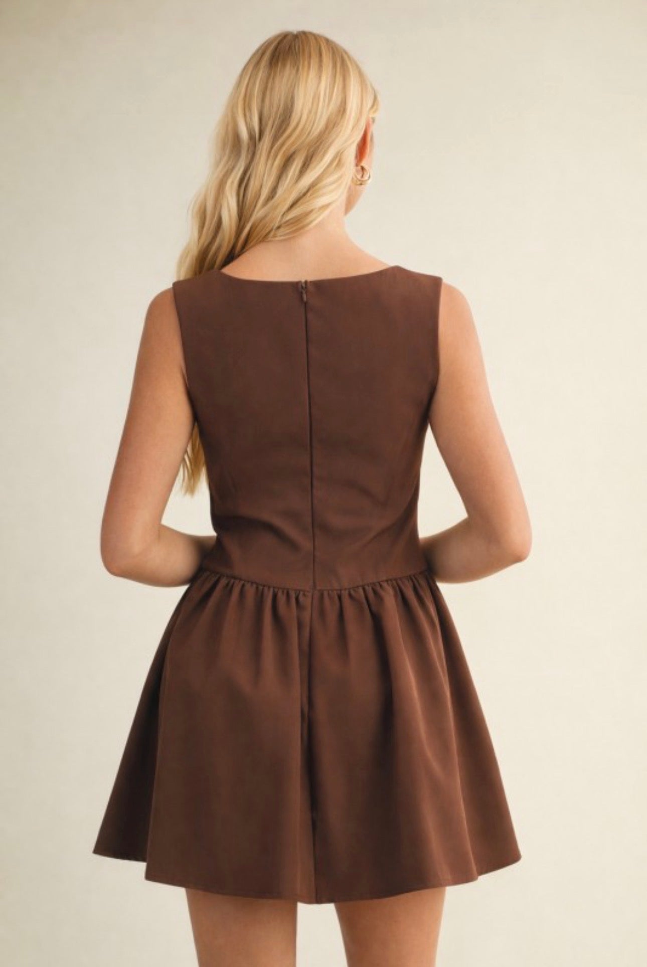 Brown Corset Romper Flair Skirt
