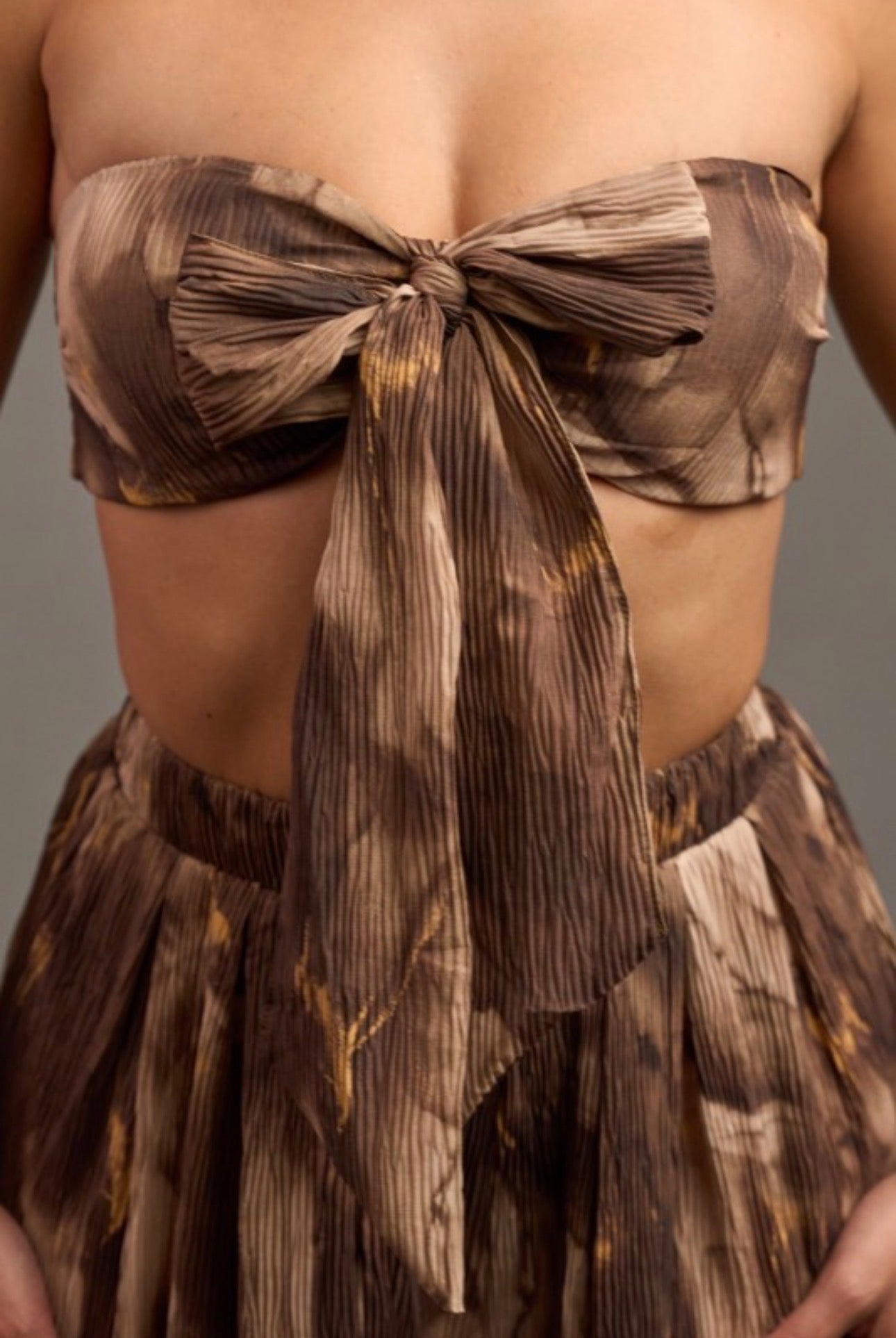 Marble Crepe Tube Top and Pants Set