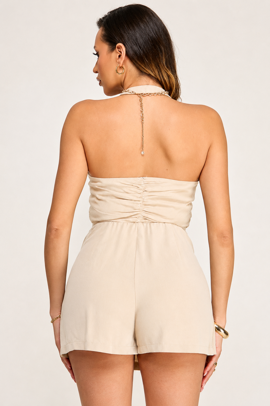 Linen Button Halter and Mini Skort Set