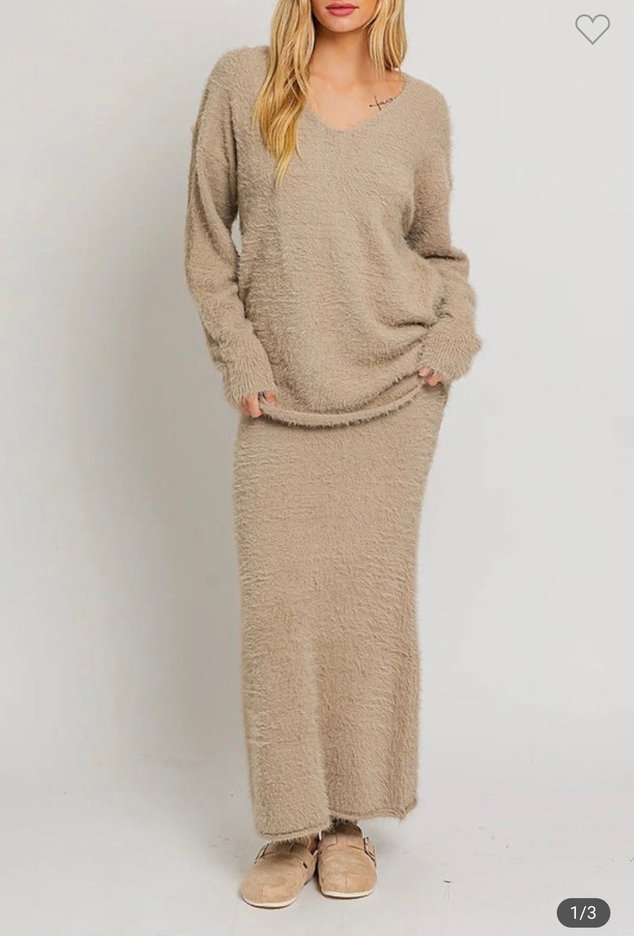 Fuzzy V-neck Sweater