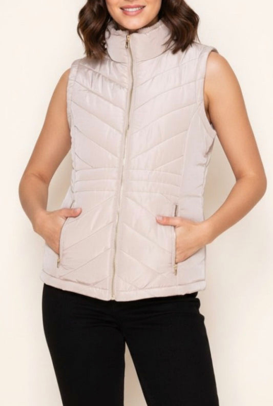 Quilted Fuzzy Collar Vest