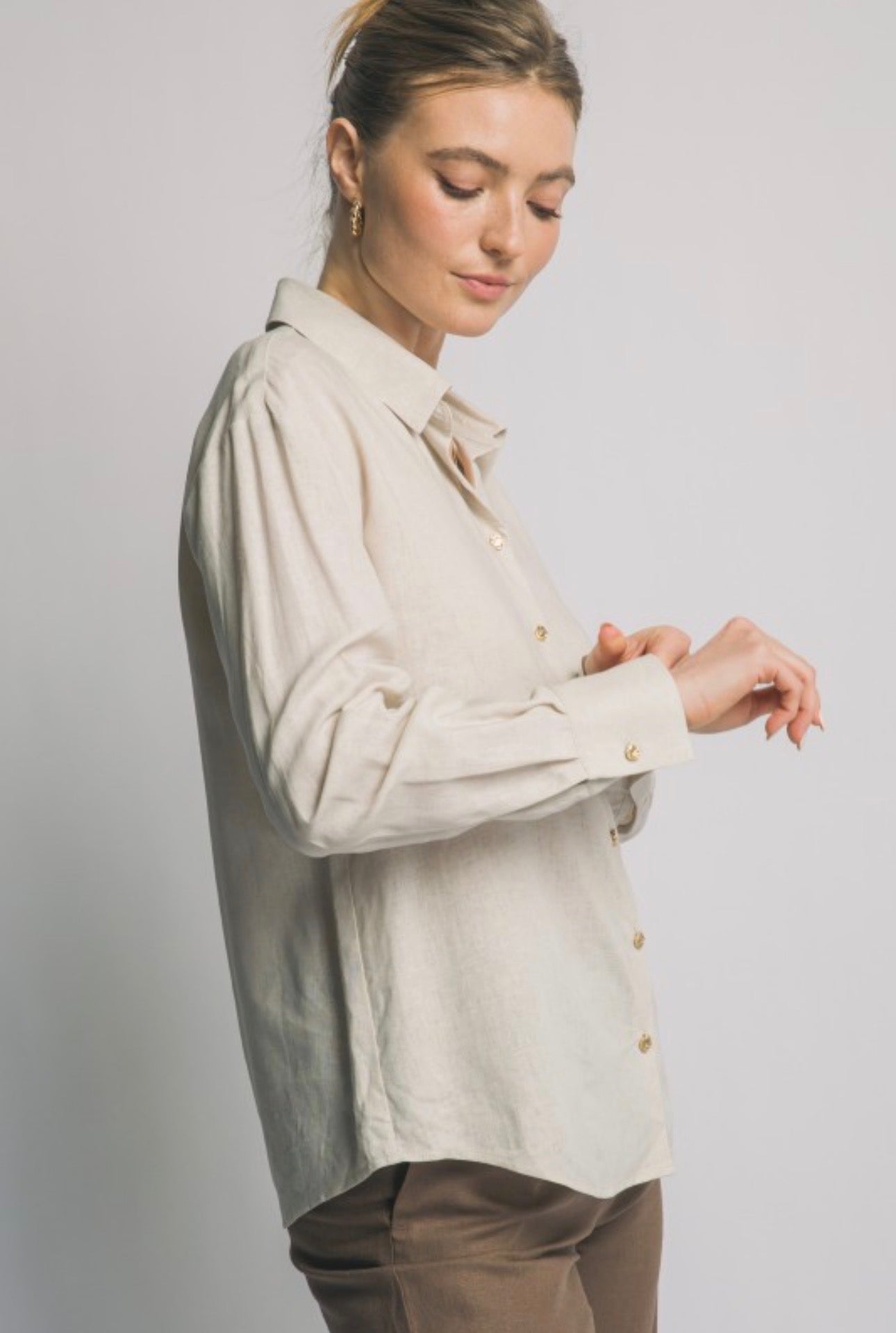 Linen Gold Button Blouse