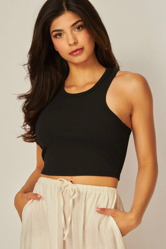 Ribbed Cropped Racer Back Tank