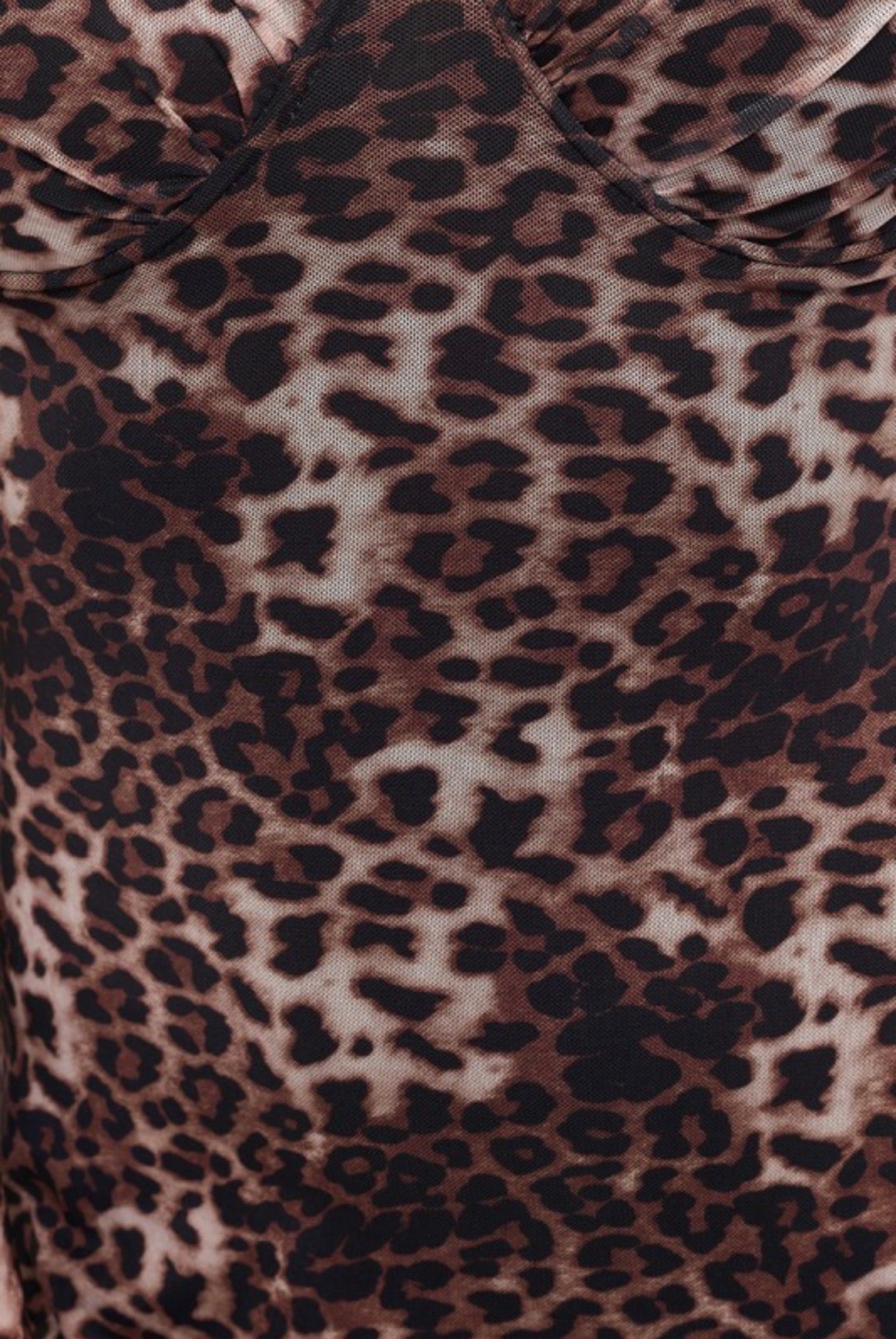 Sweetheart Leopard Mesh Long Sleeve Midi Dress