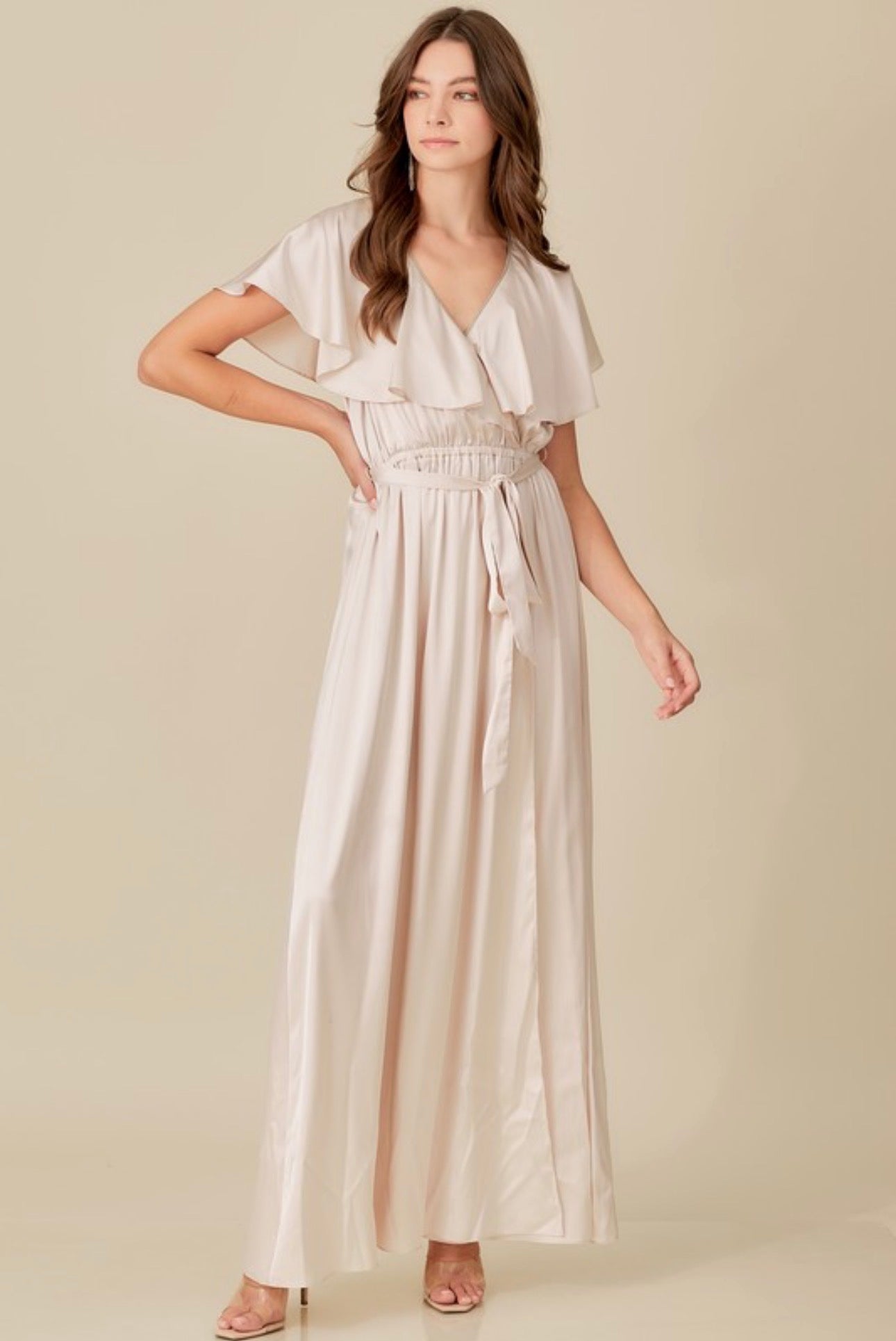 Maxi Ruffle with Open Back Dress