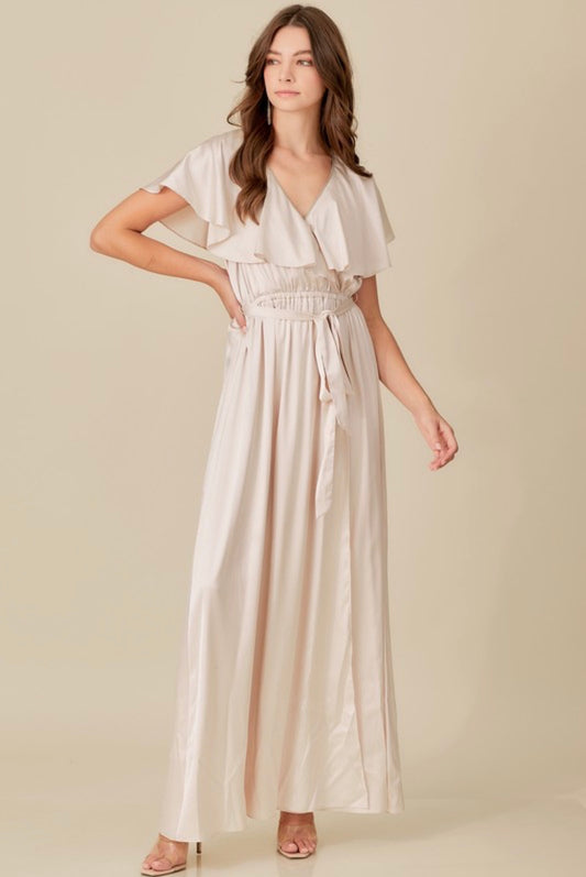 Maxi Ruffle with Open Back Dress